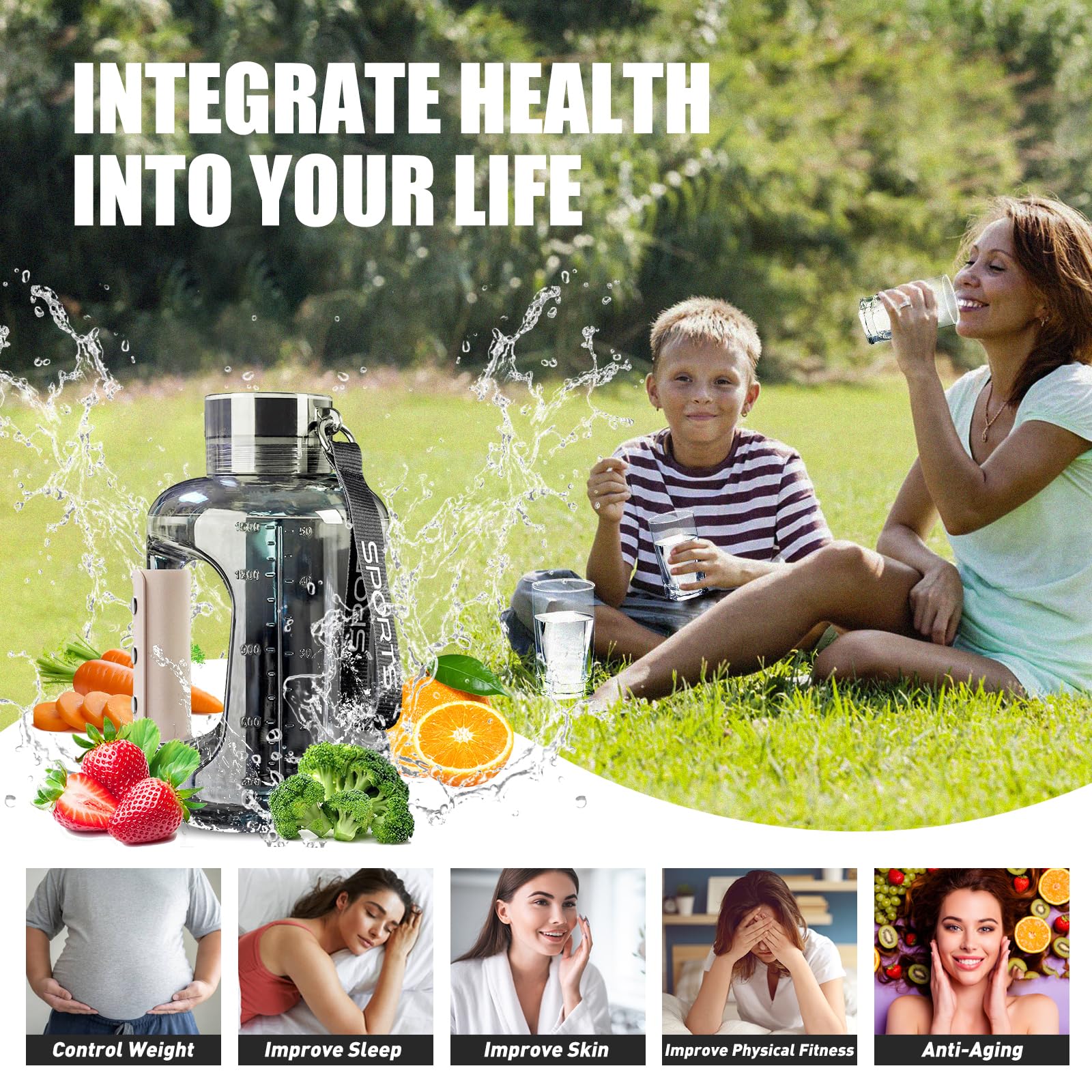 1.5L Large Hydrogen Water Bottle Generator with SPE/PEM Technology - Rechargeable Hydrogen Water Machine for Health Improvement | Portable Hydrogen Water Bottle for Gym, Travel & Daily Hydration