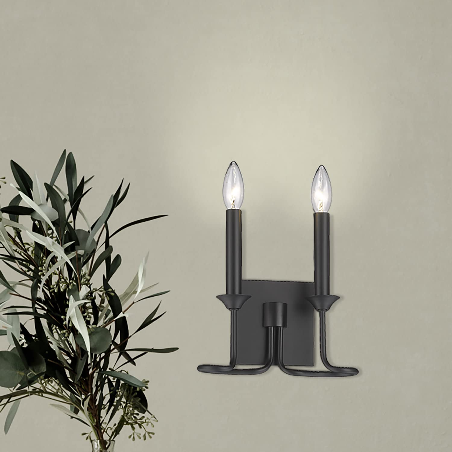 Karson 9.25 Inch Matte Black Metal 2-Light Wall Sconce - Modern Lighting Fixture for Bedroom, Hallway & Entryway