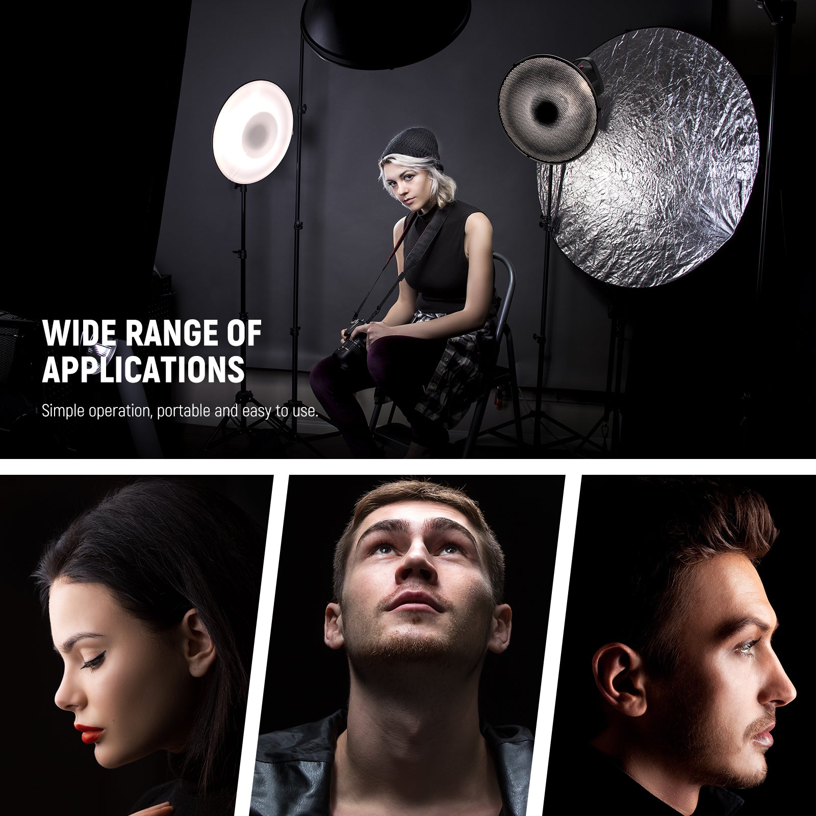 Professional NEEWER Studio Strobe Flash Light Reflector Beauty Dish for Photography - Perfect for Portrait, Fashion, and Product Photography