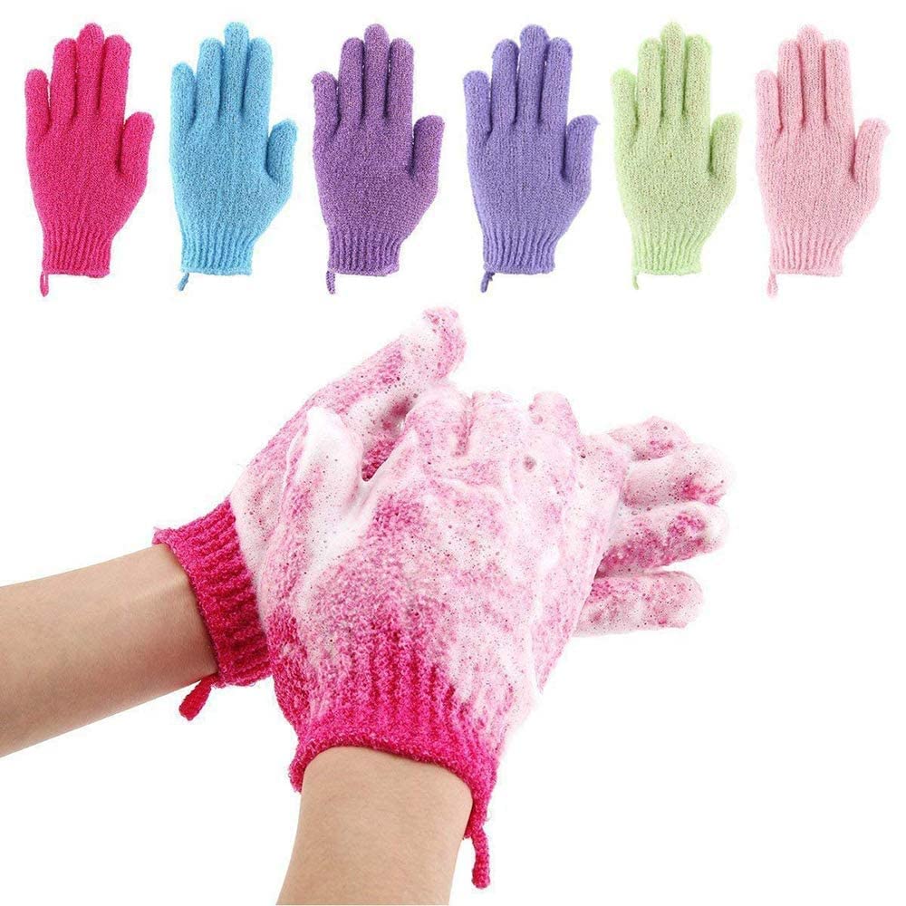 B-LADY 2-Pack Natural Exfoliating Bath Gloves for Face & Body - Gentle Cleansing Sponge, Buff Scrubber for Men, Women & Baby - Perfect for Shower, Bath & Spa Relaxation
