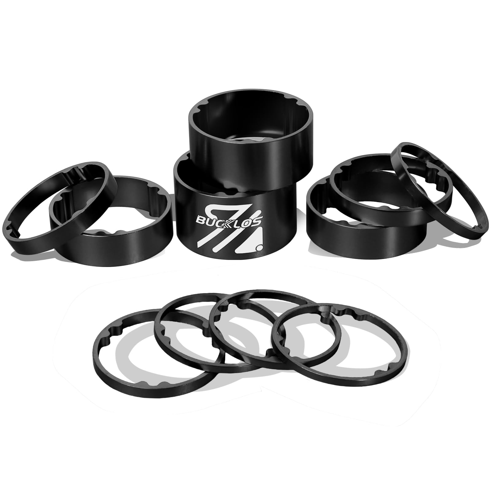 BUCKLOS 11PCS Aluminum Carbon Fiber Headset Spacer Kit for 1-1/8