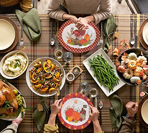 Set of 2 Durable 18-Inch Melamine Oval Serving Trays - Thanksgiving & Holiday Platters with Fall Harvest Design, Shatterproof & Reusable for Turkey, Appetizers, Parties, Buffets, and Family Gatherings - Perfect for Thanksgiving Dinner, Christmas Feasts, and Special Occasions