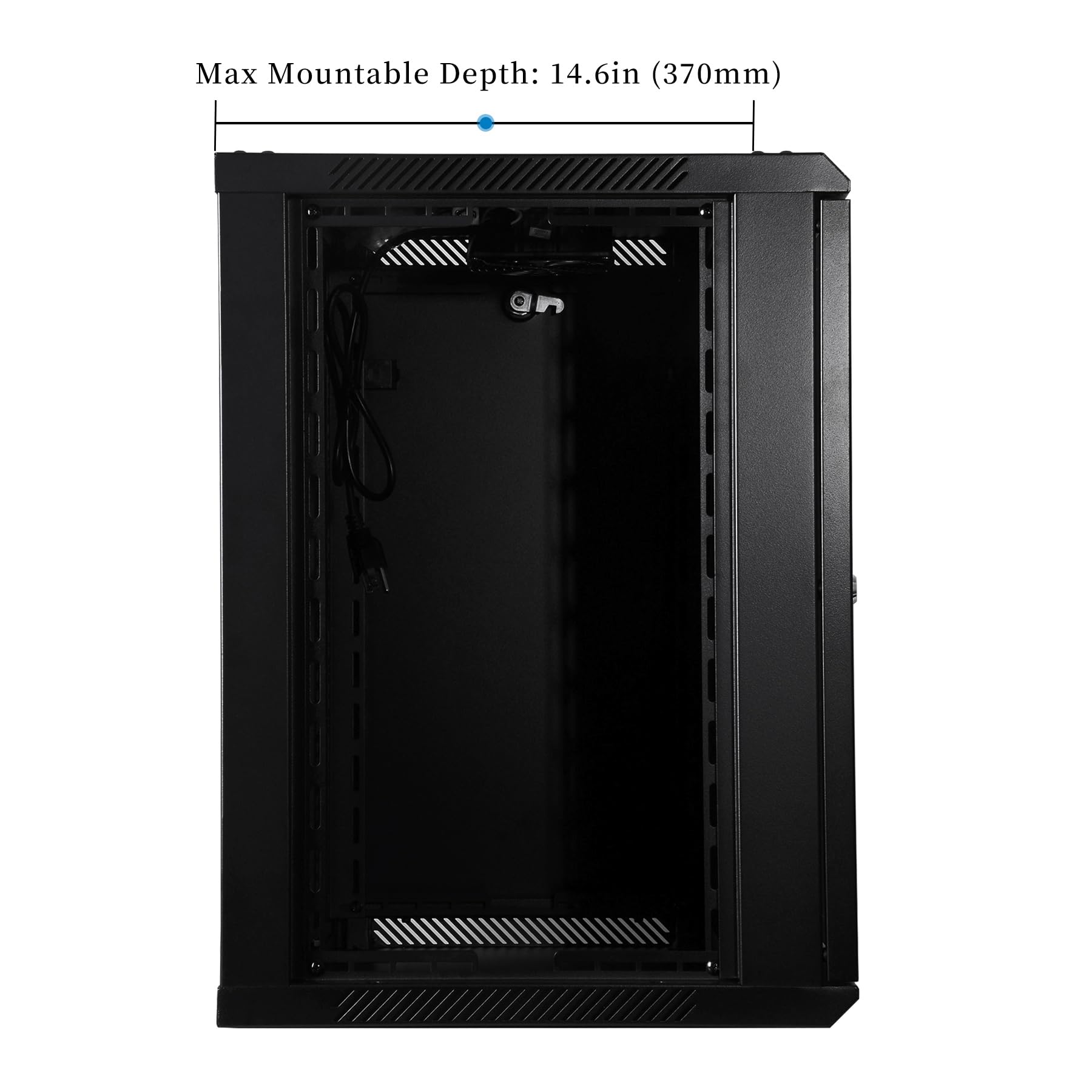 12U Wall Mount Server Cabinet - Heavy Duty Network Rack Enclosure with Quiet Cooling Fans & Locking Tempered Glass Door (Black) - Ideal for Data Centers, Server Rooms, and Home Office Network Setup