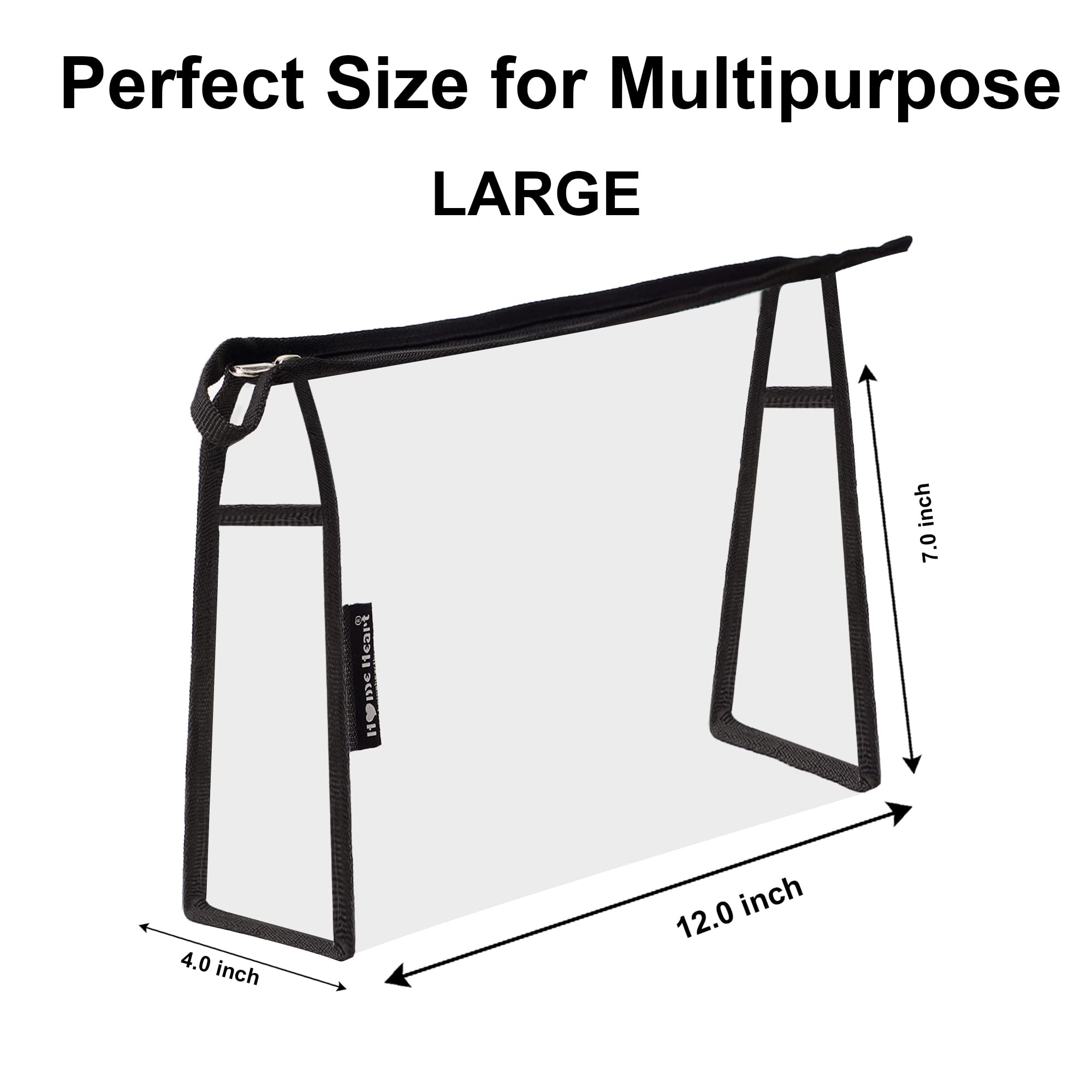 Waterproof Clear Vinyl Makeup Organizer Bag with Zipper - Multi-Purpose Cosmetic & Toiletry Pouch by HOME HEART | Perfect for Travel, Gym, and Daily Essentials Storage
