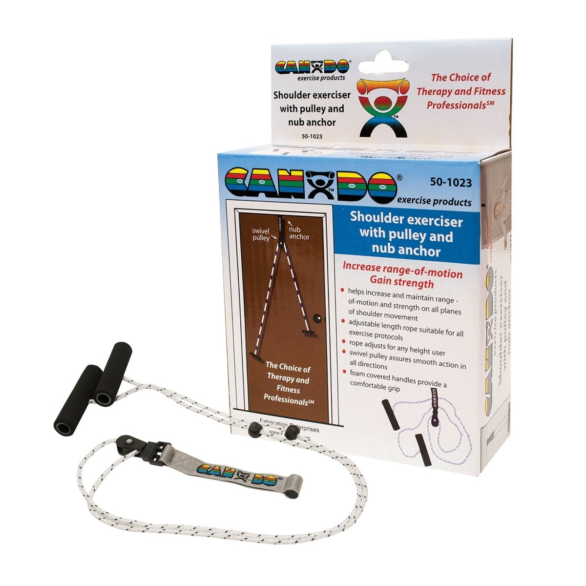 CanDo Overdoor Shoulder Single Pulley Exerciser with Door Strap - Home Gym Equipment for Shoulder Rehabilitation & Strength Training - Perfect for Physical Therapy, Fitness, and Home Workouts