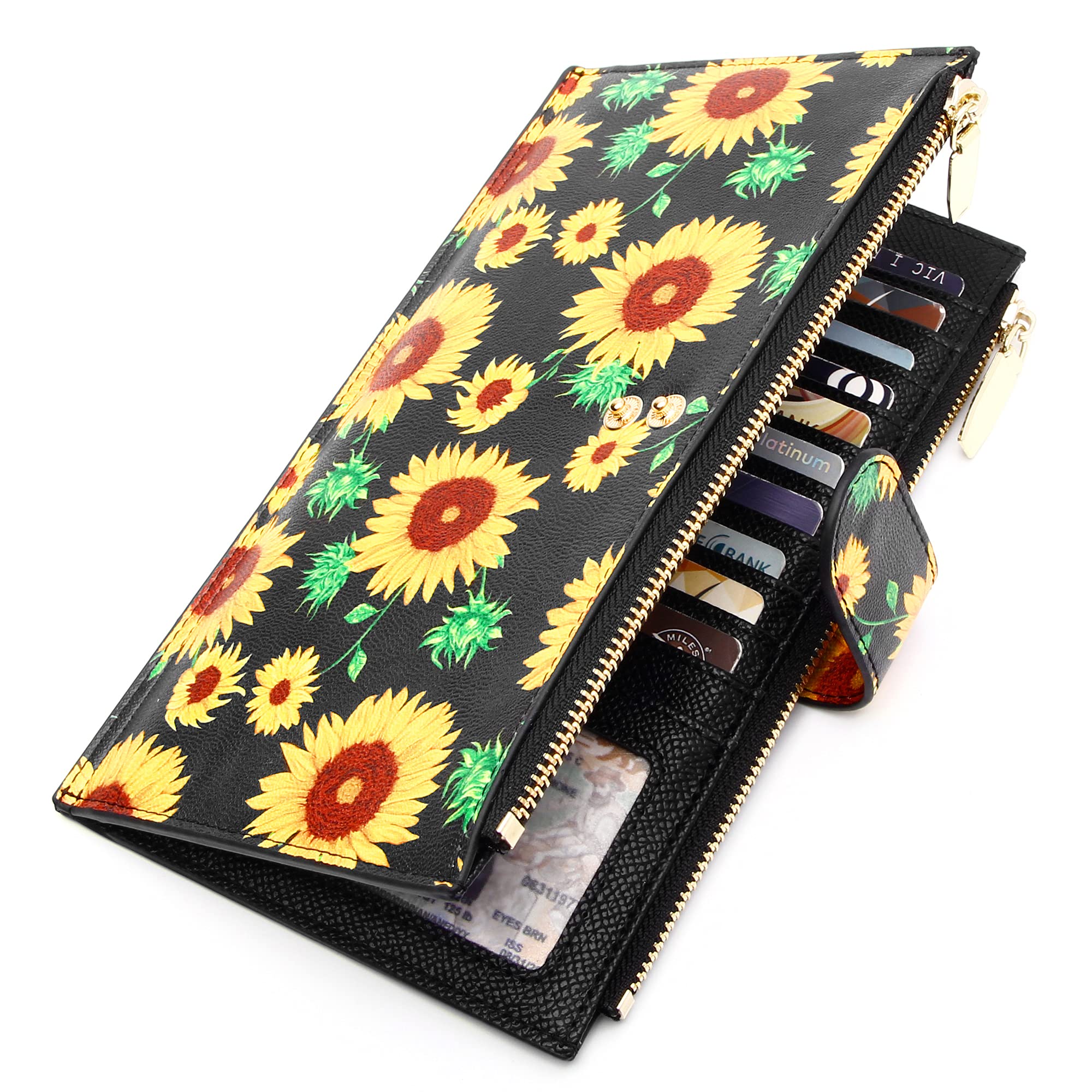 ZRTARY Women's RFID Blocking Leather Slim Bifold Wallet - Multi Card Organizer with Zipper Pocket | Perfect for Travel, Shopping & Everyday Use