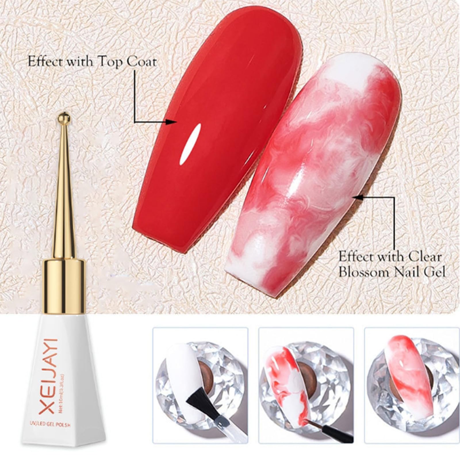 Clear Blooming Gel Nail Polish for Marble & Gradient Nail Art - UV/LED Cured Spreading Effect Gel for Watercolor Manicure - DIY Nail Design Kit for Home Salon & Professional Use