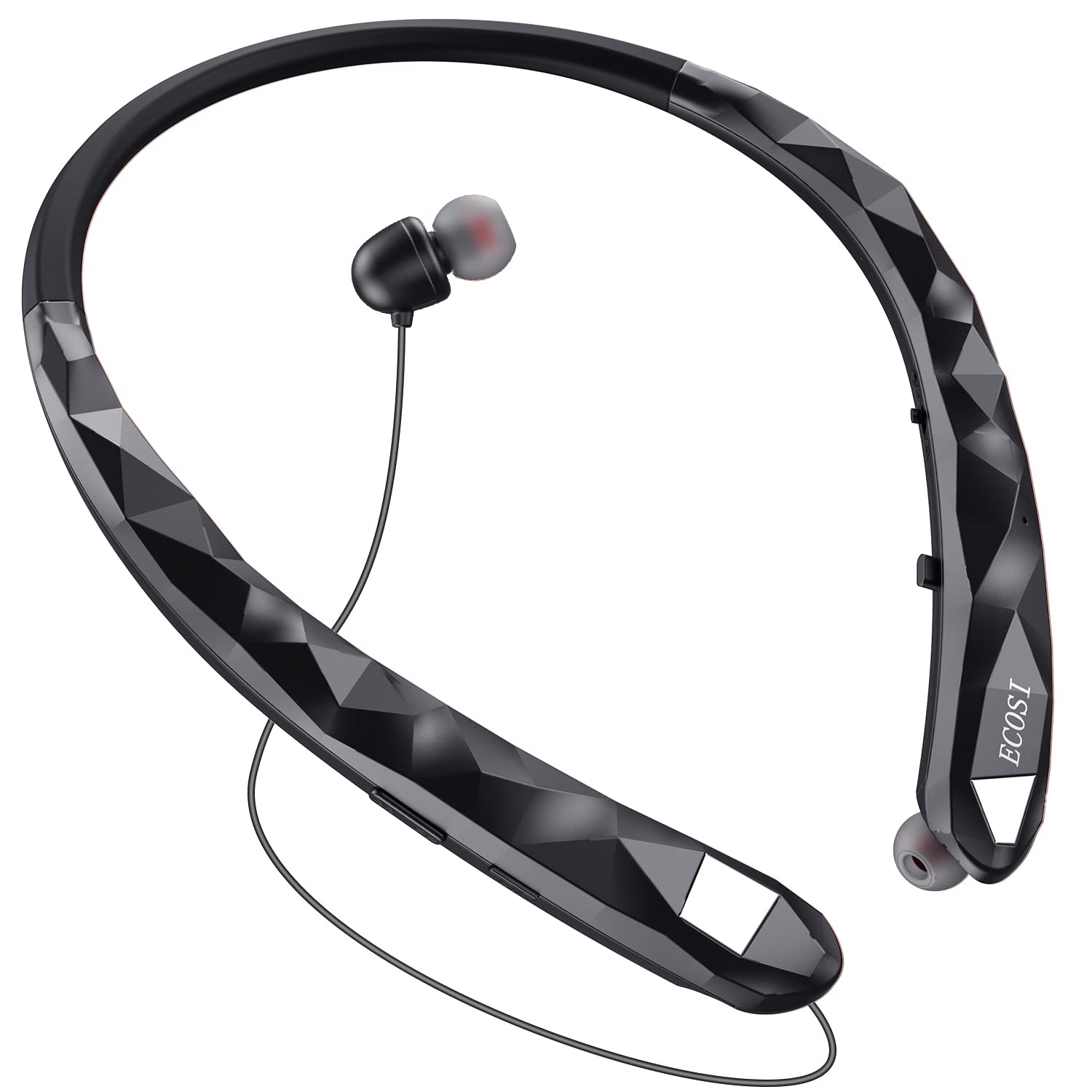 Bluetooth Headphones Wireless Neckband Headset with Retractable Earbuds - Stereo Earphones with Noise Canceling Mic for Android iPhone - Perfect for Conference Calls, Workouts & Travel