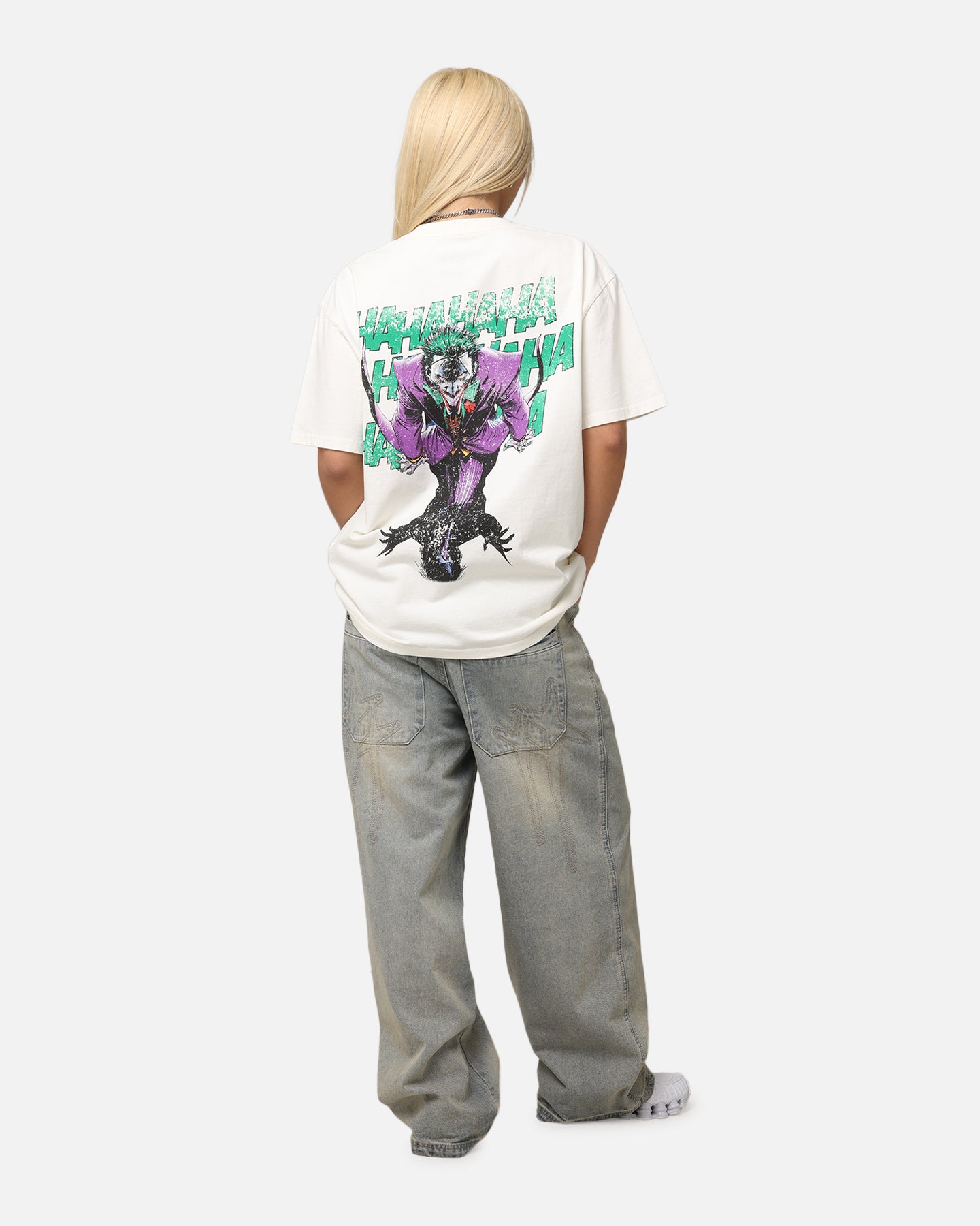DC Batman The Joker Graphic T-Shirt - Vintage Heavy Cotton Tee for Men & Women - Off White - Perfect for Cosplay, Comic Con & Casual Wear