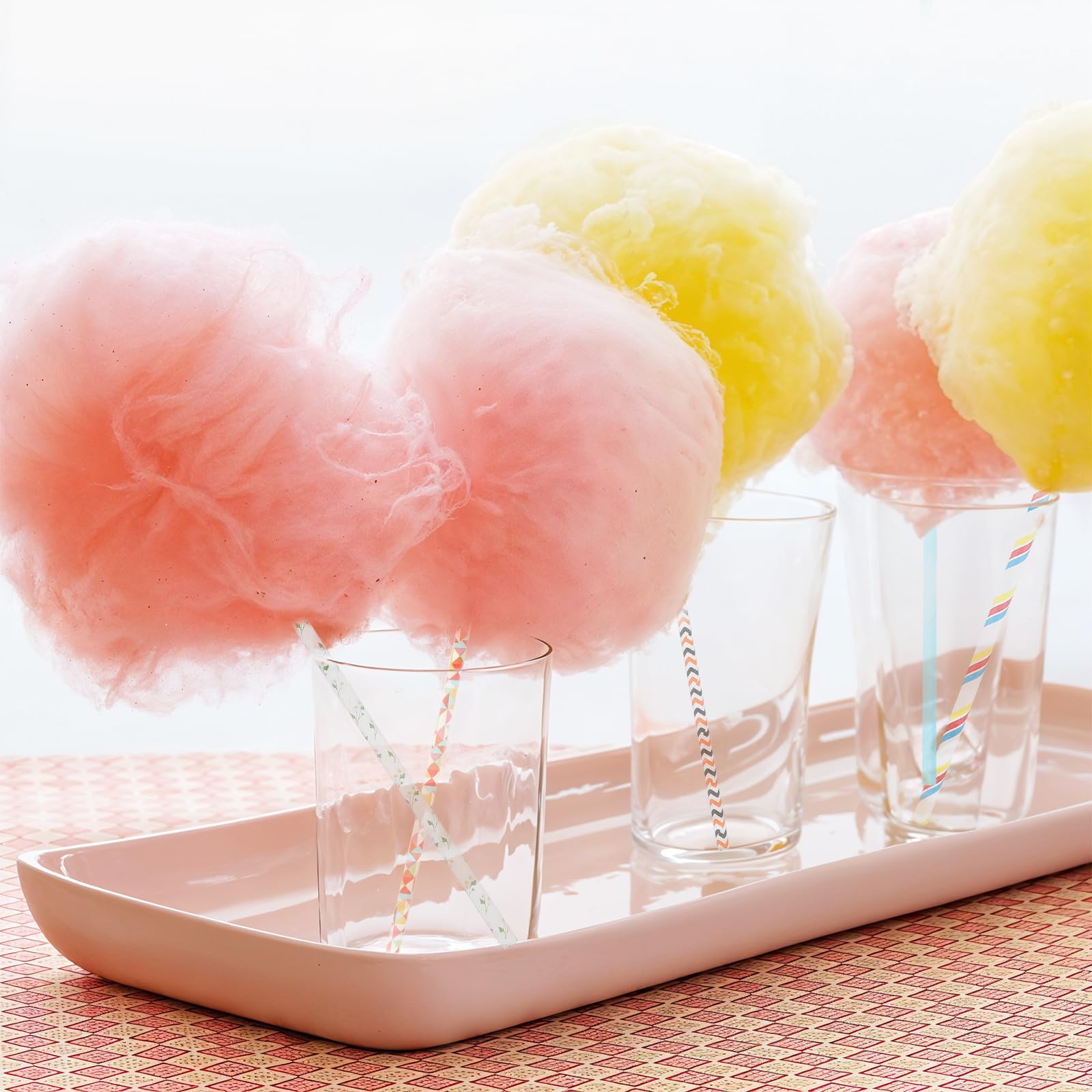 50 PCS Cotton Candy Cones 13.77 Inch - Colorful Paper Straws for Candy Making, Birthday Parties, Weddings & Holiday Events - Bulk Cotton Candy Supplies for Carnival, Fair & DIY Dessert Stands