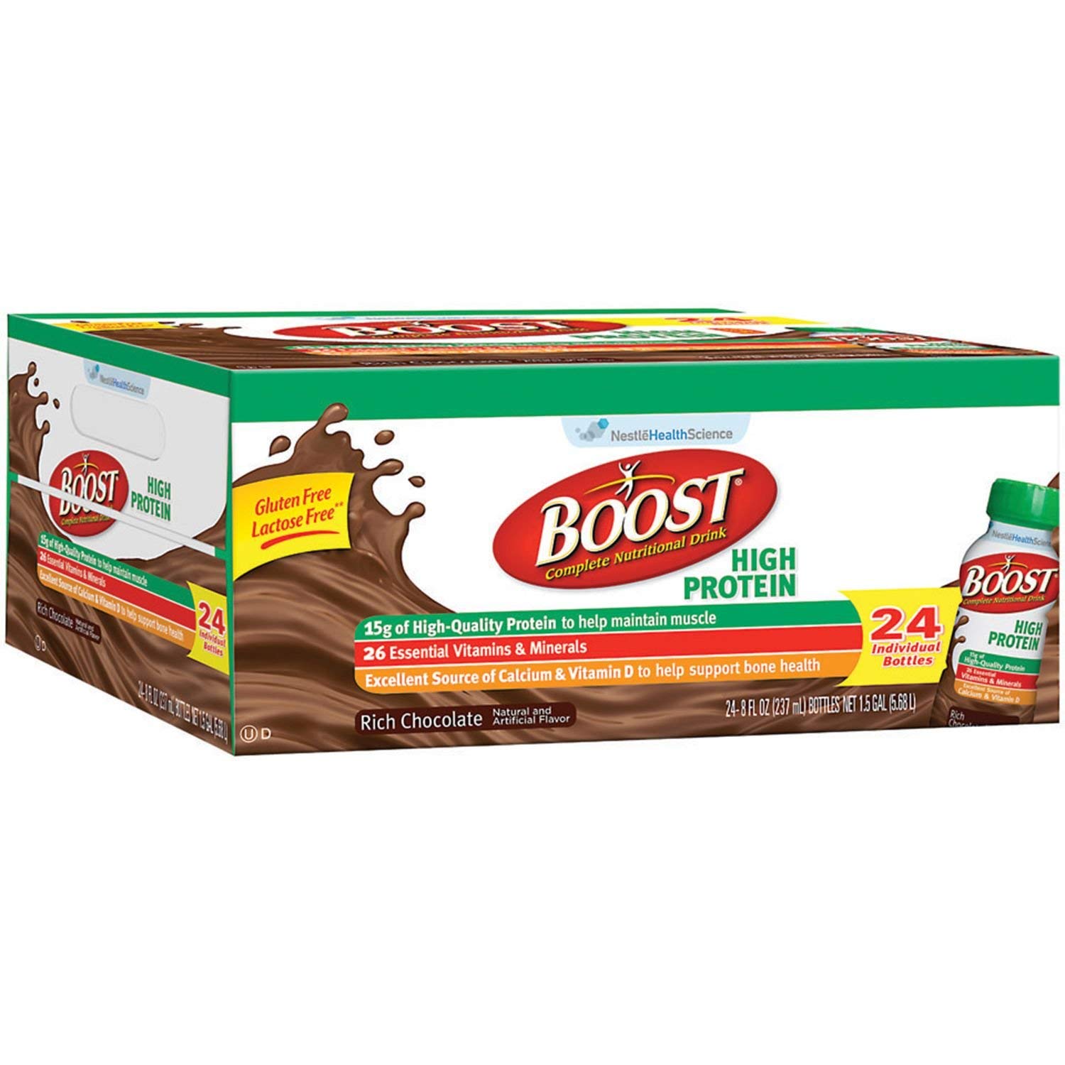 BOOST High Protein Drink - Chocolate Flavor, 24 Pack (Pack of 2) | Meal Replacement & Post-Workout Recovery for Active Lifestyles