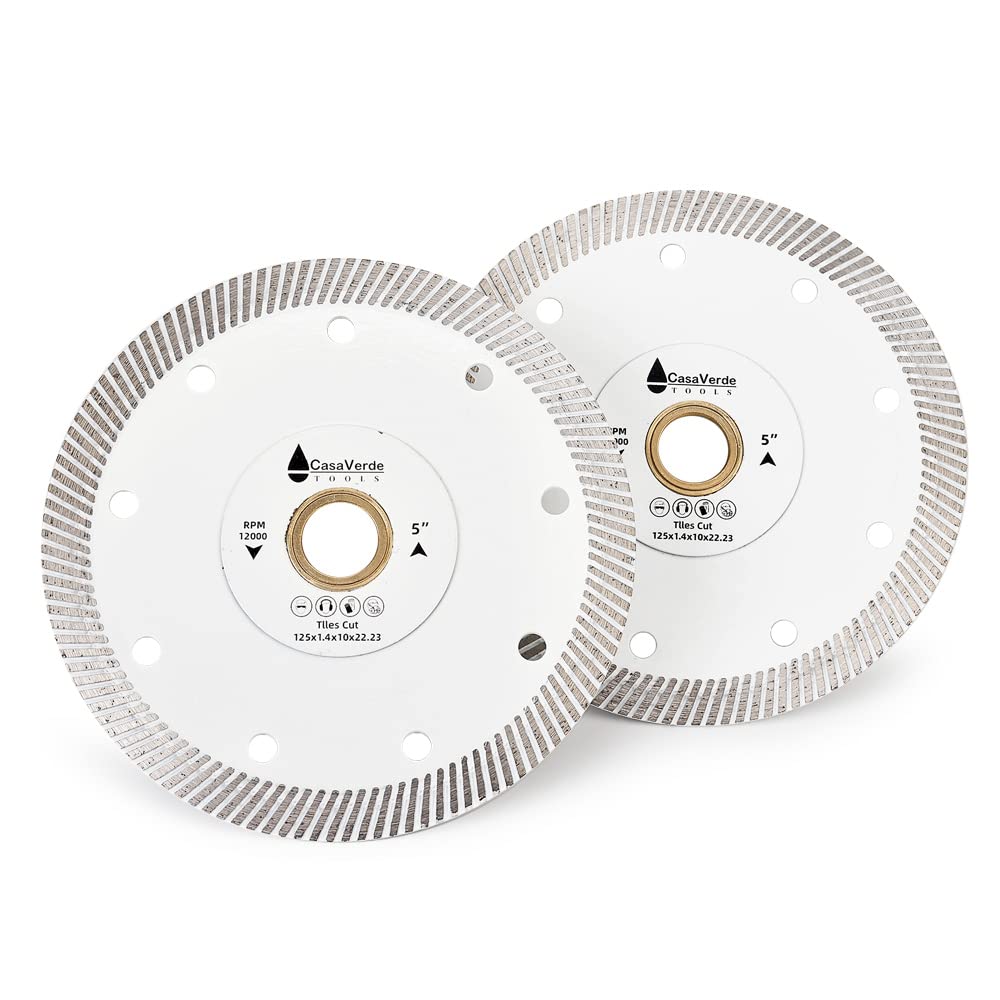 Casaverde 2-Piece 5-Inch Diamond Tile Cutting Blade Set - Premium Granite, Marble & Porcelain Tile Cutter - Perfect for DIY Home Renovation & Professional Tile Installation Projects