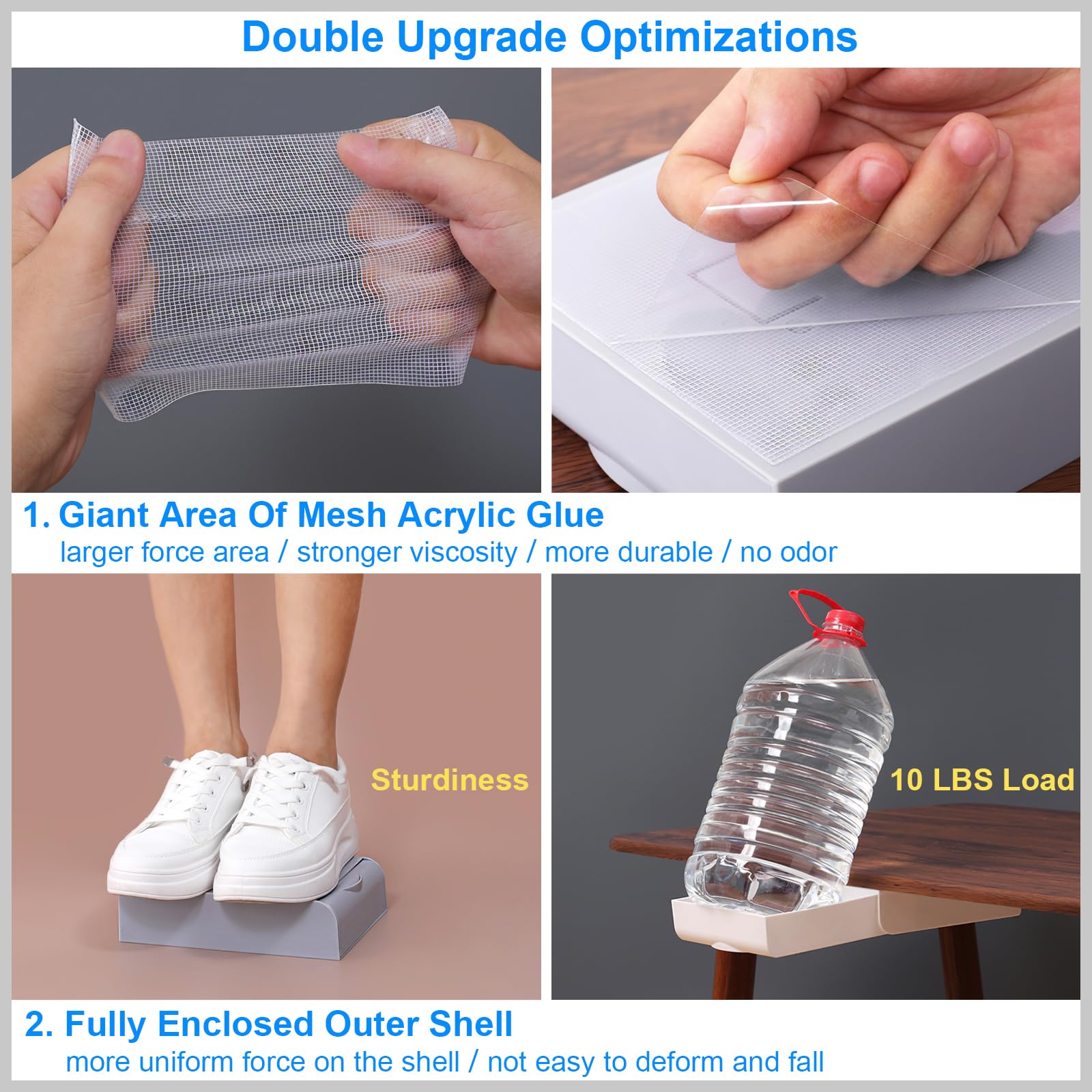 2 Pack Under Desk Drawer Organizer - Self-Adhesive Hidden Storage Tray for Pens, Pencils & Stationery | Slide-Out Design for Home Office & Workspace Organization | Space-Saving Gray Desktop Accessory for Clutter-Free Productivity