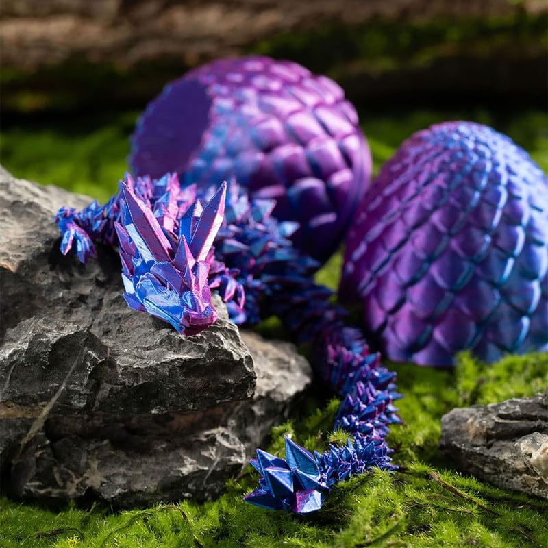 3D Printed Dragon Egg Fidget Toy - 12 Inch Mystery Crystal Dragon for Adults, Autism & ADHD Relief - Lavender Purple - Perfect for Stress Relief, Focus & Sensory Play