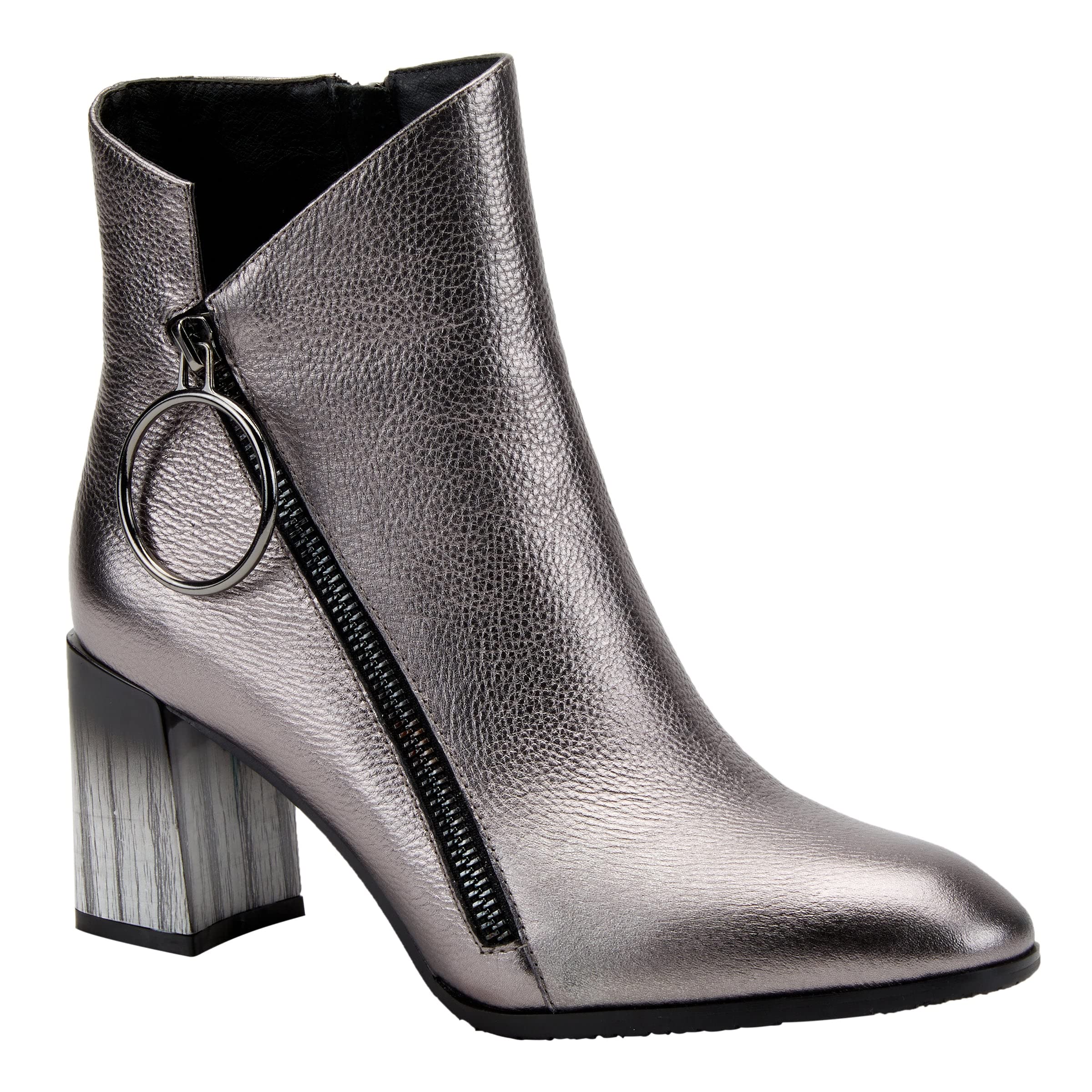 Azura Spring Step Fabulosa Women's V-Collar Chelsea Ankle Boots - Premium Leather Side Zipper Booties for Work & Casual | Comfortable Slip-Resistant Shoes for Office, Dating & Travel