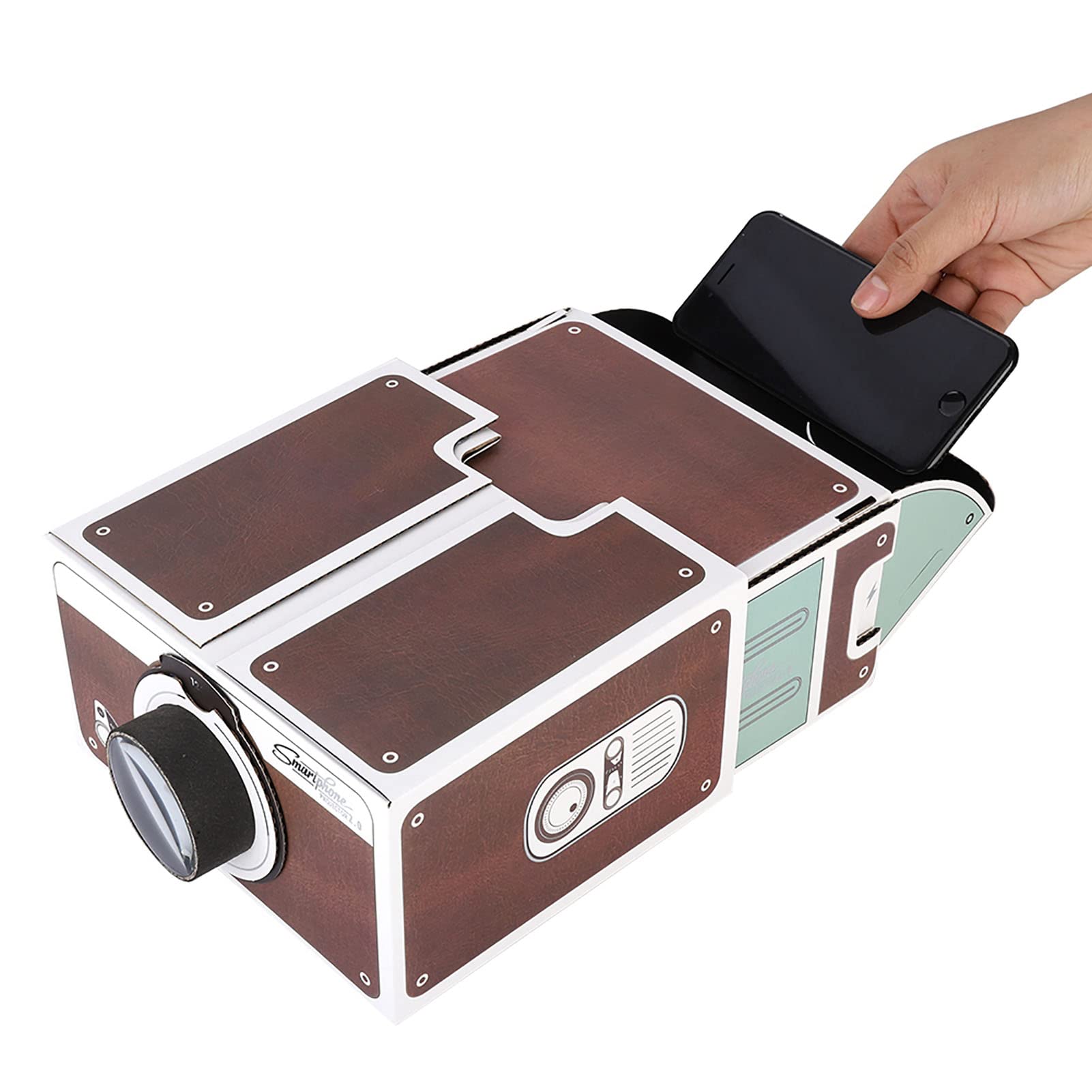 EVTSCAN 2nd Gen Mini DIY Portable Smart Phone Projector - Home Theater & Outdoor Movie Night for iPhone Android - Perfect for Camping, Bedroom, Backyard Entertainment