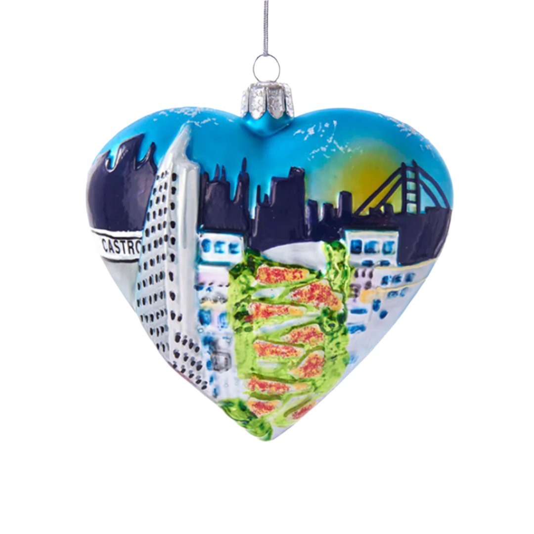 San Francisco Scenes Heart Ornament - Romantic Souvenir & Home Decor for Valentine's Day, Anniversary Gifts, and City-Themed Decorations | Perfect for Christmas Tree, Wall Hanging, and Travel Memories
