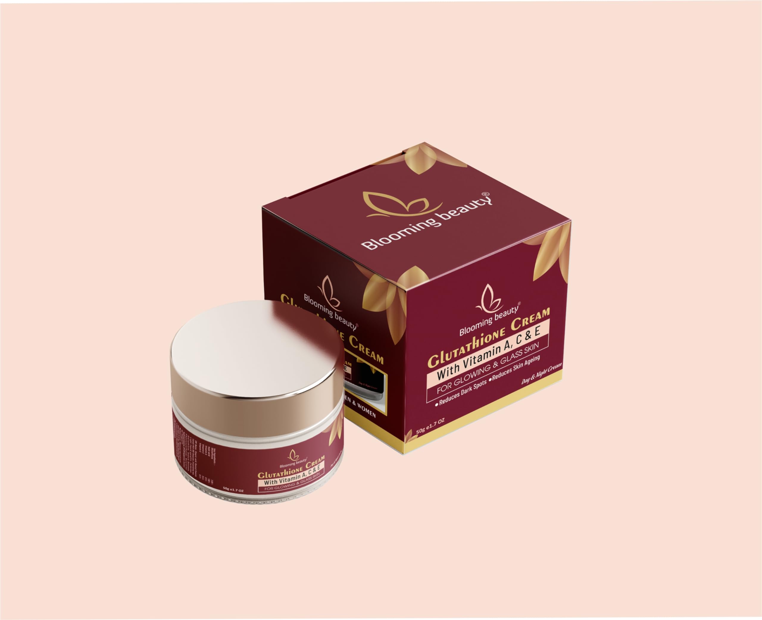 Glutathione Face Cream for Skin Whitening & Brightening - Day & Night Moisturizer for Glowing Skin, Dark Spot Removal, Anti-Acne & Dark Circle Treatment - 50g (Pack of 1) - Perfect for Daily Skincare Routine & Travel