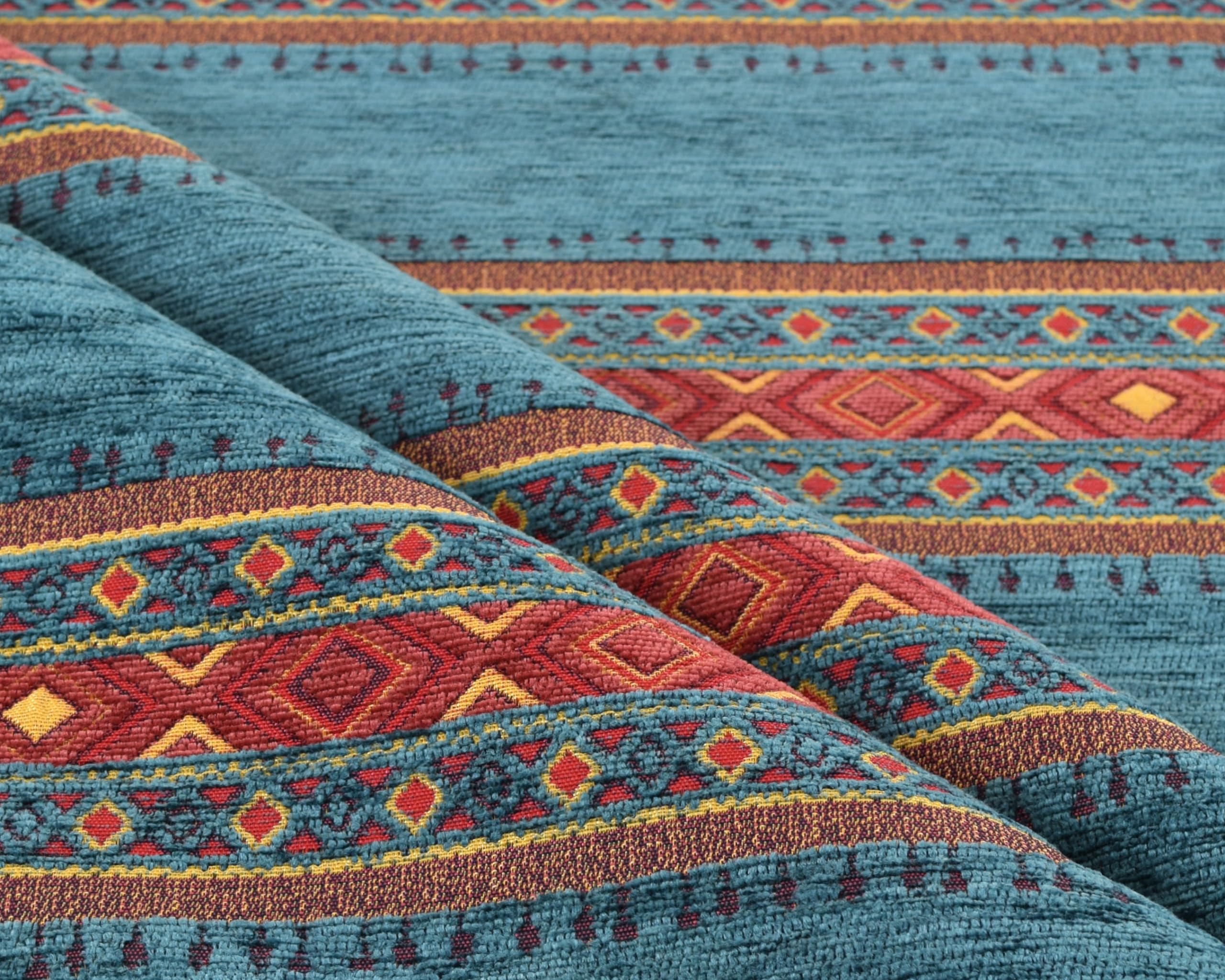Kilim Pattern Upholstery Fabric - Bohemian Boho Tapestry, Tribal Southwestern Turkish Moroccan Mexican Ethnic Decor Fabric by The Yard (1 Yard 55