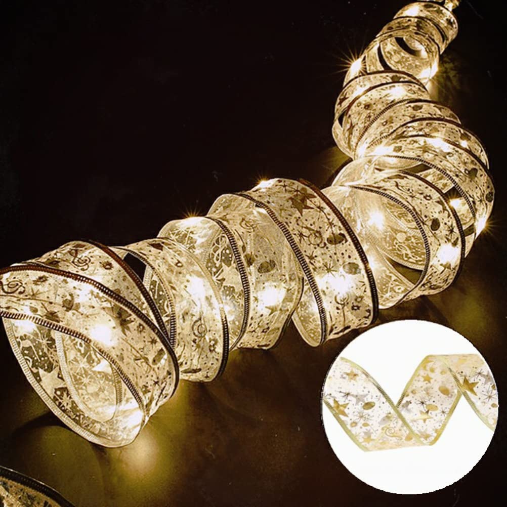 Battery Operated Ribbon String Lights - Christmas Tree Fairy Lights, Window Curtain Lights for Indoor & Outdoor Holiday Decorations | Perfect for Christmas Trees, Bedrooms, Parties, and Garden Decor