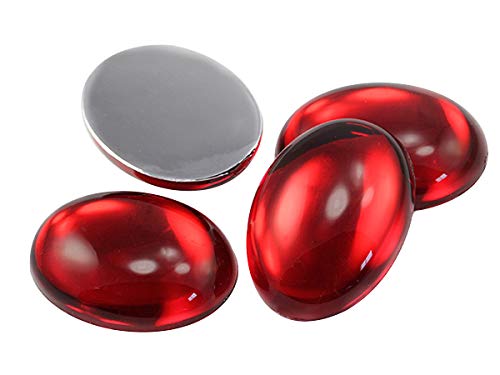 Allstarco 40x30mm Red Ruby H103 Large Flat Back Oval Acrylic Cabochons Rhinestones - 4pcs Plastic Gems for DIY Crafts, Costume Design, Wedding Invitations, Jewelry Making & Cosplay Accessories | Perfect for Scrapbooking, Nail Art & Home Decor