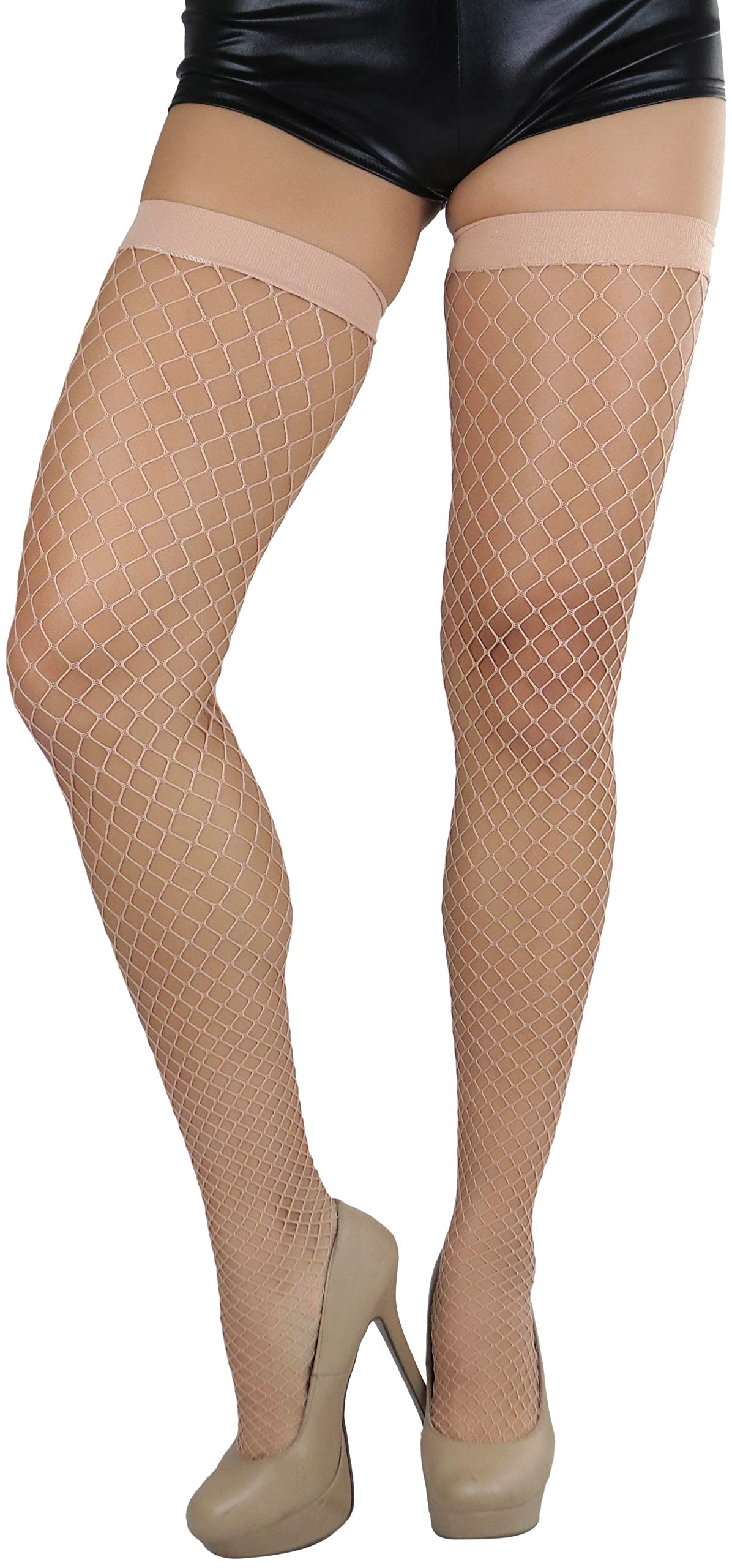 ToBeInStyle Women's Fishnet Thigh High Stockings - Sexy Sheer Tights with Lace Top for Party, Halloween, Cosplay & Night Out - Comfortable Stretchable Nylon Stockings for Dressing Up