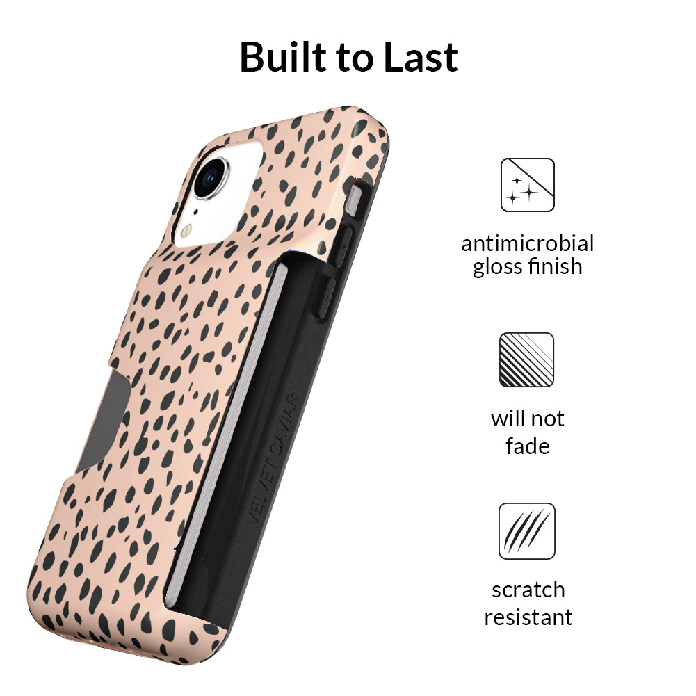 Spotted Cheetah Print iPhone Wallet Case - Slim Protective Phone Cover with Card Holder for iPhone 13/14/15 Pro Max | Perfect for Travel, Shopping & Everyday Use