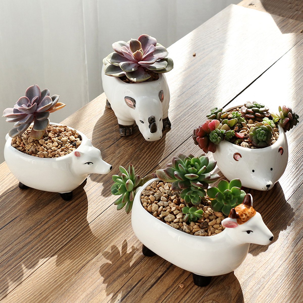 Cute Ceramic Cartoon Animal Flower Pot - Fox Design Succulent Planter & Vase for Home Decor, Office Desk, Garden, and Gift Ideas