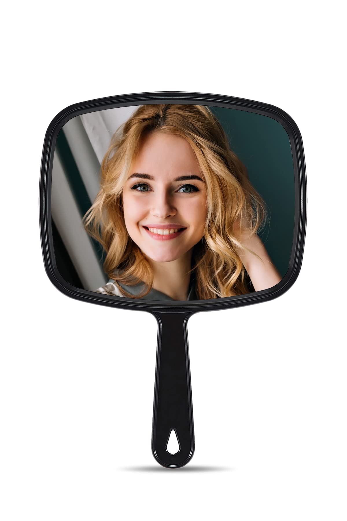 **MIRRORNOVA Professional Handheld Mirror for Barber & Salon - Square Black Hair Styling Mirror with Handle - Perfect for Haircuts, Makeup, and Grooming at Home or Salon**