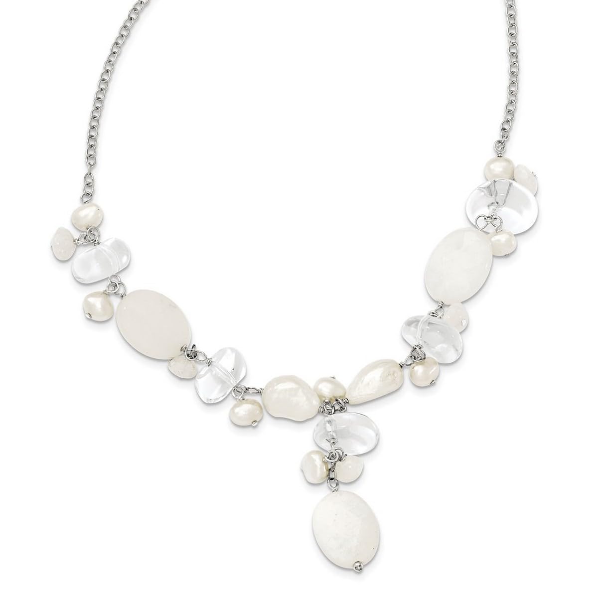 Celestial Moonstone & Freshwater Pearl Necklace for Women - 16