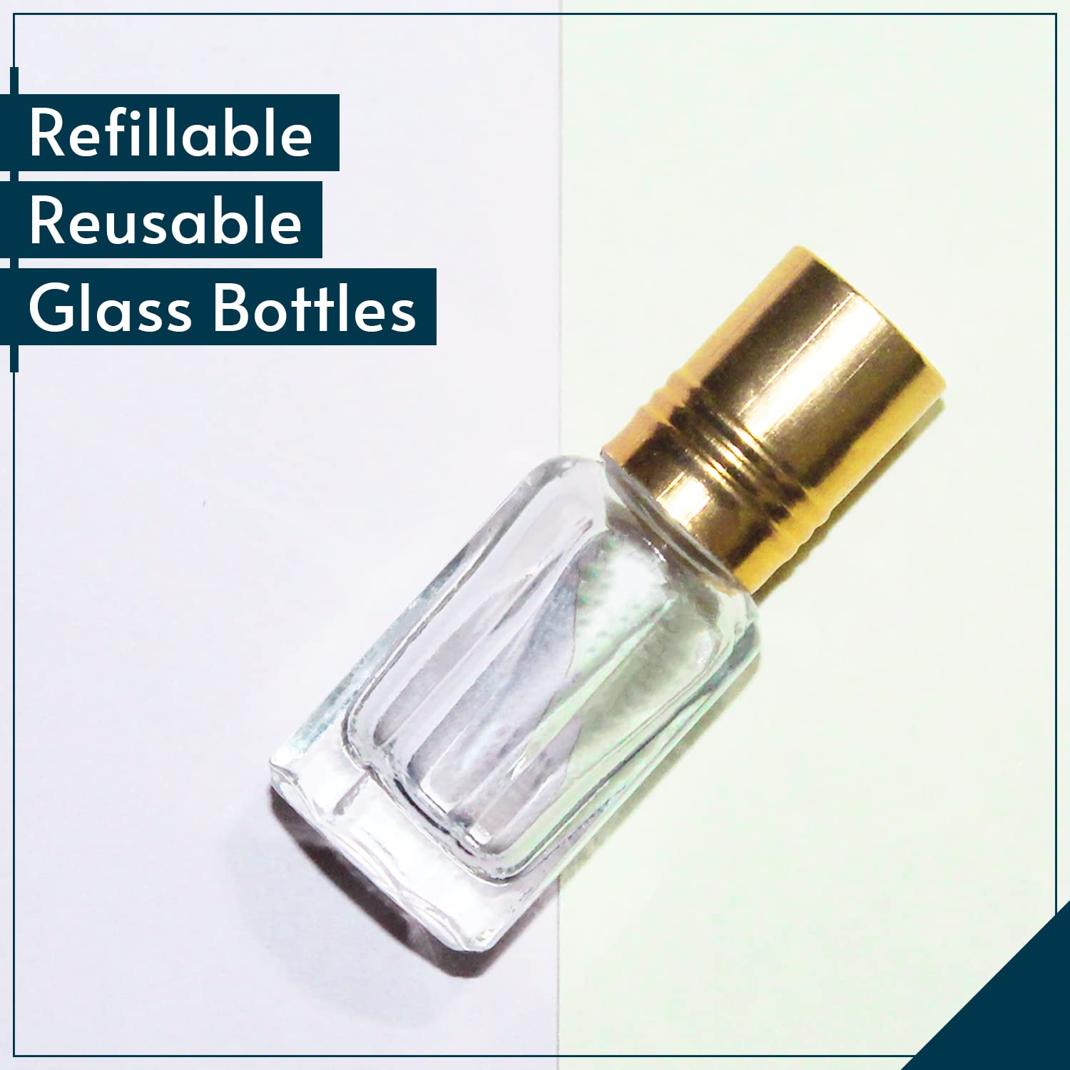 NSB Herbals 6ml Empty Clear Glass Roll On Bottles with Gold Cap for Essential Oils, Perfume, Aromatherapy | Refillable, Reusable & Leakproof Roller Bottles (Pack of 6) - Perfect for DIY Essential Oil Blends, Travel Size Perfumes, and Natural Skincare Products