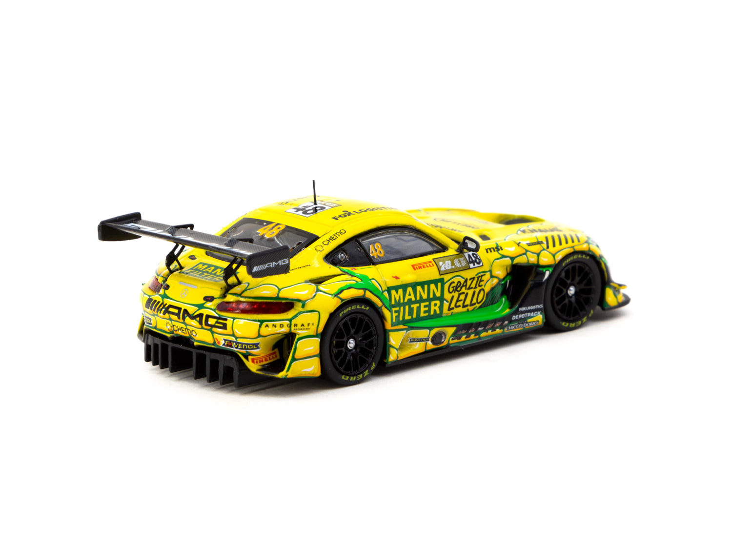 Tarmac Works 1/64 Scale Mercedes AMG GT3 Diecast Model Car - Macau GT Cup FIA GT World Cup 2023 #48 Winner Edition - Collectible Hobby64 Series - Perfect for Display, Racing Enthusiasts, and Model Car Collectors