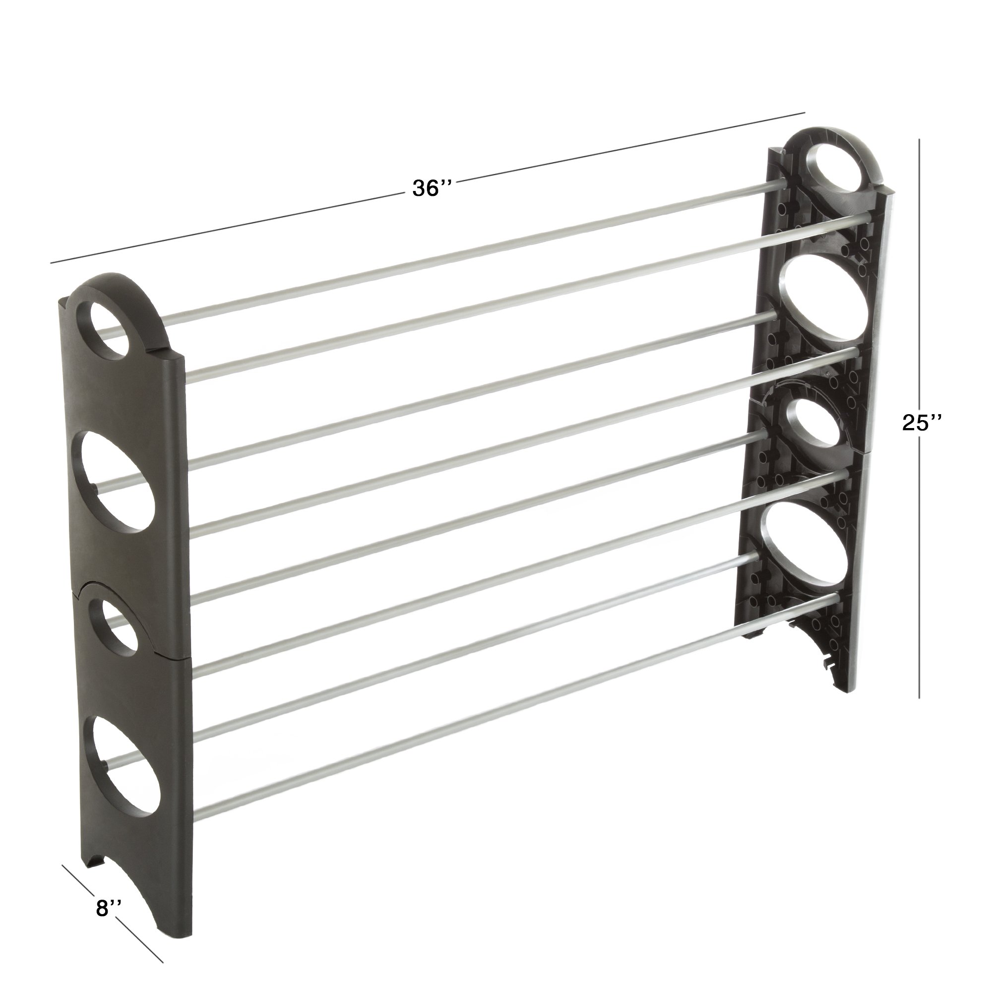 4-Tier Stackable Shoe Rack Organizer - Holds 16 Pairs of Shoes for Sneakers, Heels & Boots - Space Saving Closet, Entryway & Bathroom Storage Solution - Perfect for Small Apartments & Dorm Rooms