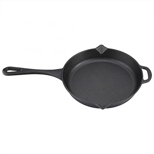 Premium Black Cast Iron Skillet - 10 Inch Frying Pan for Gas & Induction Stoves - Heavy Duty Cookware for Kitchen, Camping & Outdoor Cooking - Perfect for Searing, Frying & Baking Steak, Eggs & Pancakes