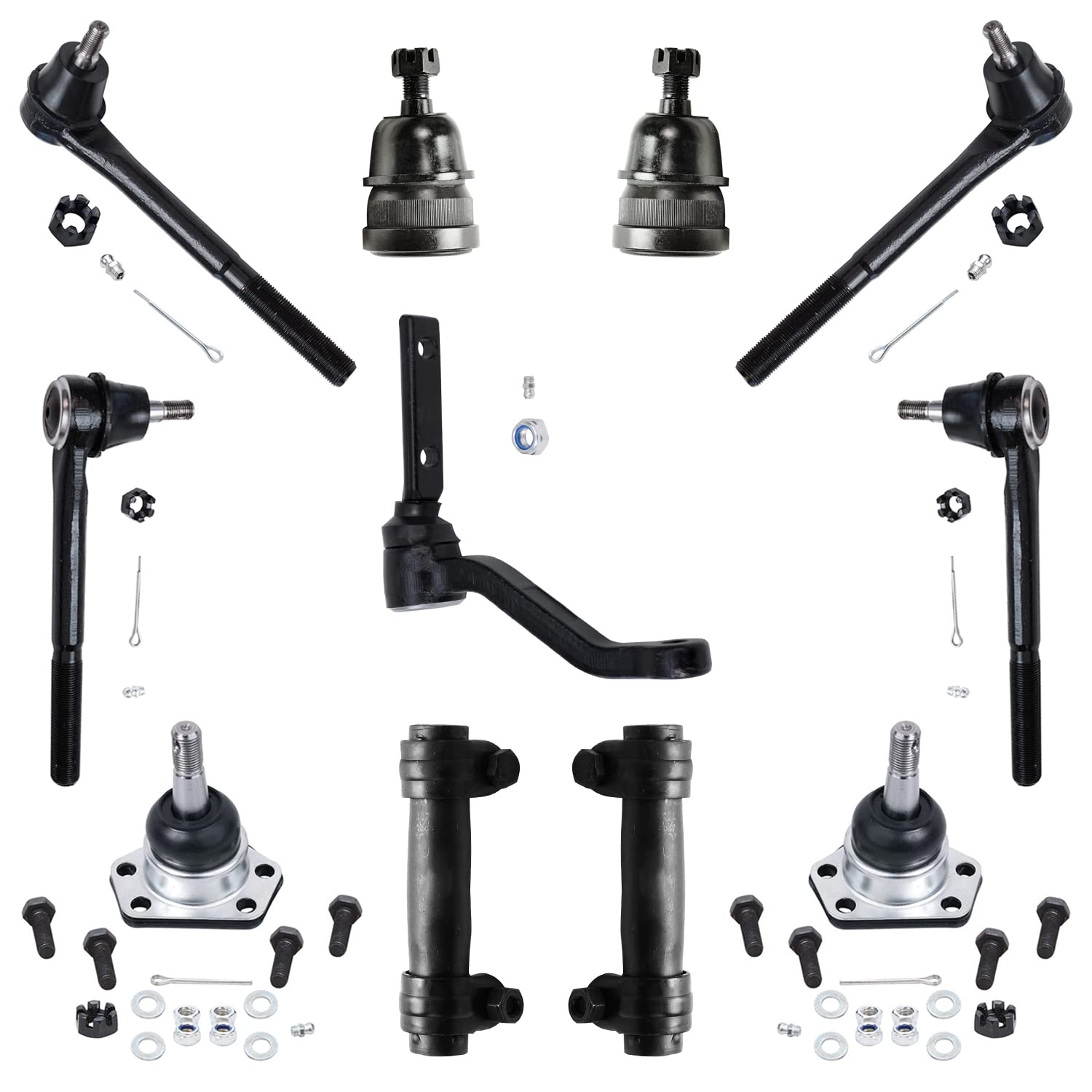 Detroit Axle 11-Piece Front Suspension Kit for Chevrolet Blazer S10, GMC Jimmy Sonoma, Isuzu Hombre - Includes 4 Tie Rods, 4 Ball Joints, 2 Adjustment Sleeves & 1 Idler Arm | Durable Replacement for Smooth RWD Performance | Perfect for Off-Roading & Daily Commuting