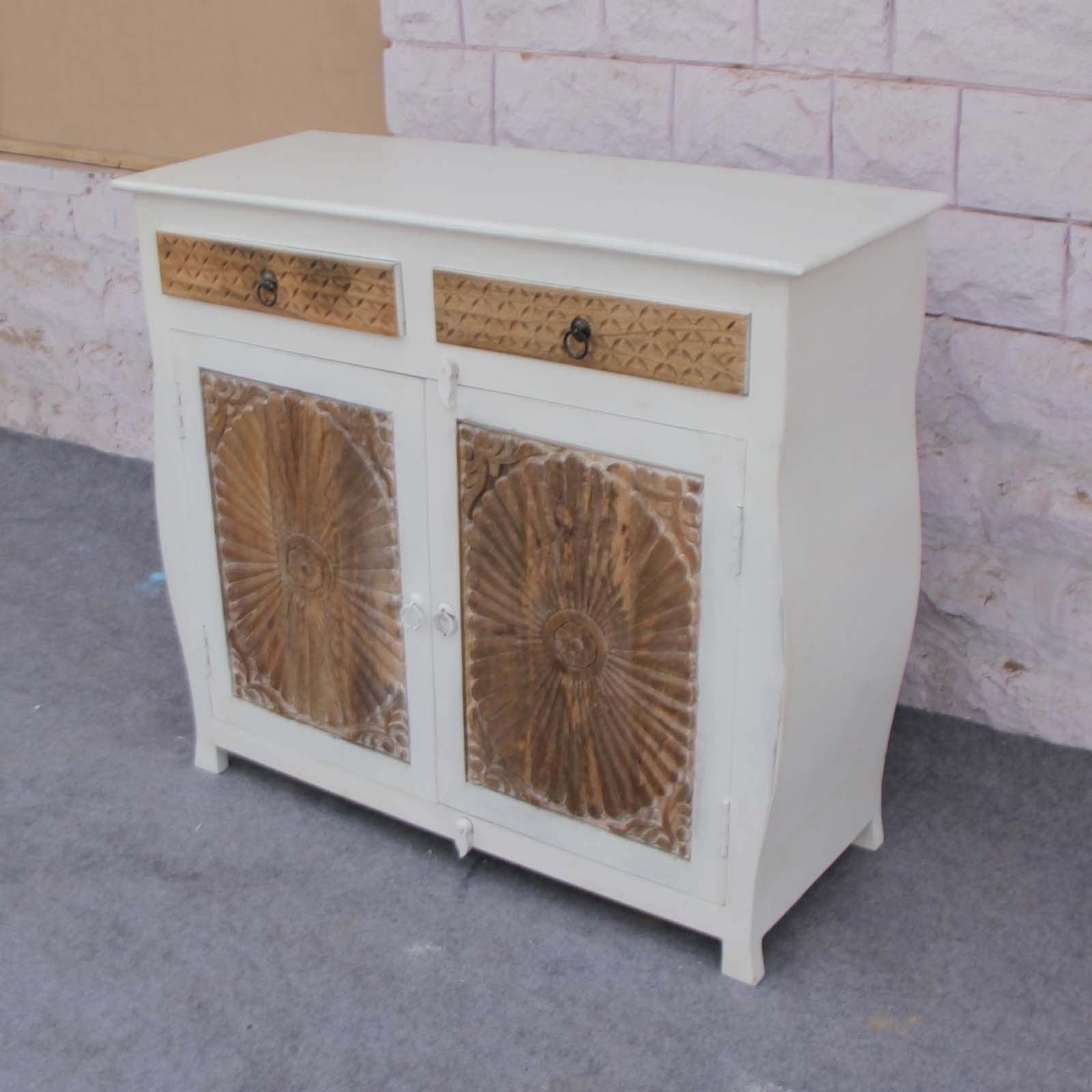 Antique French Colonial Carved Solid Wood Sideboard - Vintage Buffet Cabinet for Dining Room & Living Room Storage