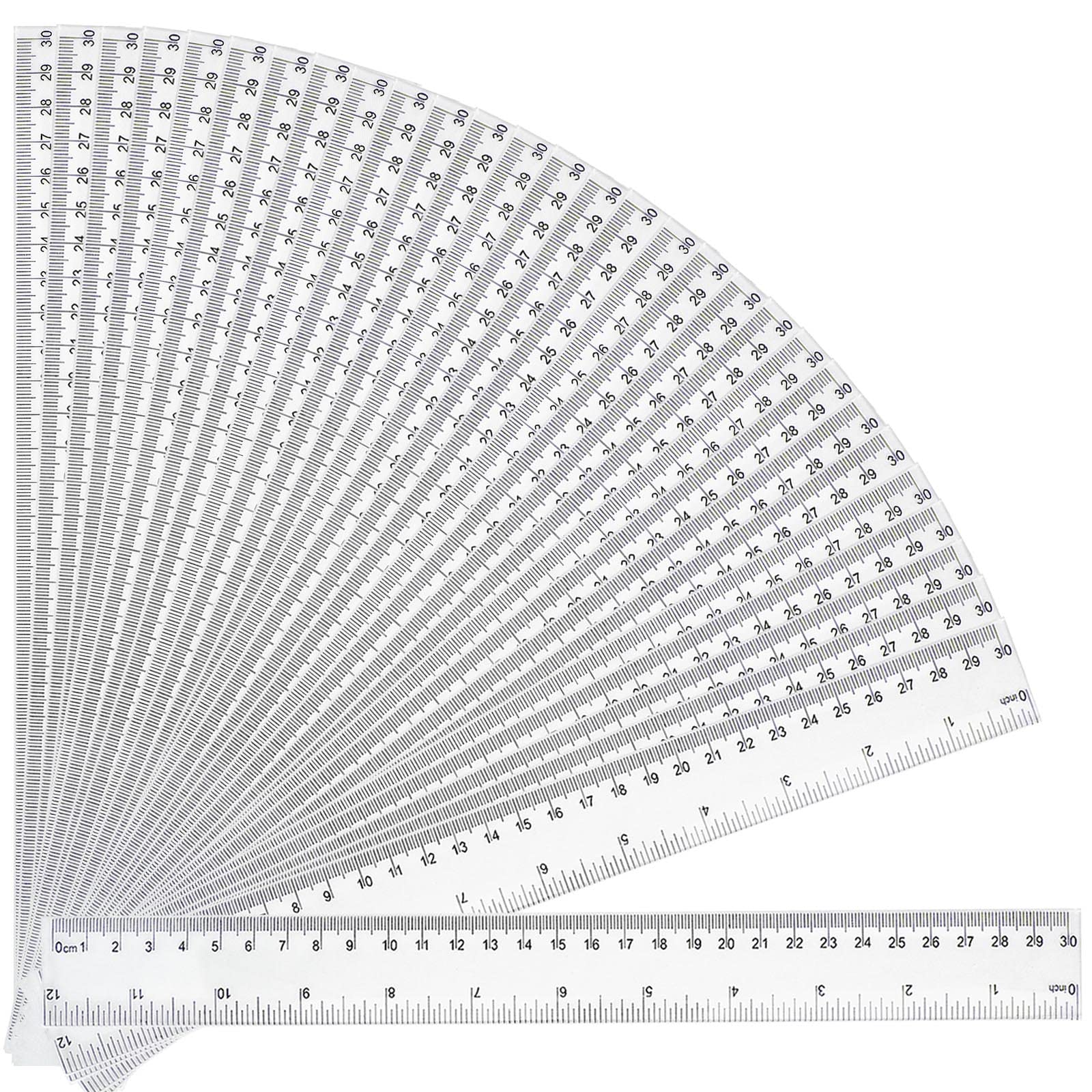 30 Pack 12 Inch Clear Plastic Rulers with Inches, Centimeters & Millimeters - Bulk Metric Measurement Rulers for Kids, Students, Classroom, Office & Home Use - Perfect for School Supplies, Crafting & DIY Projects