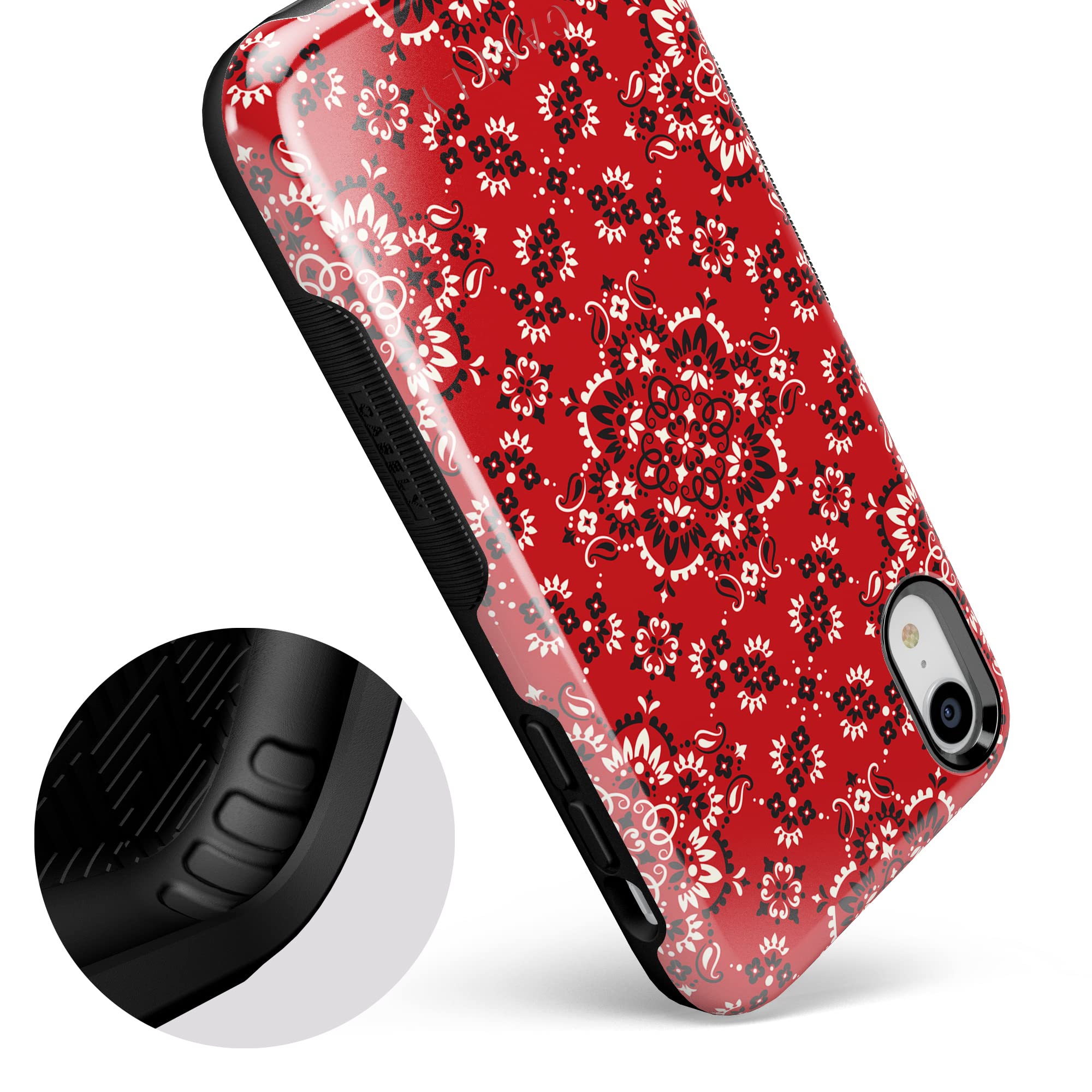 Casely iPhone XR Case with Red Bandana Print - Stylish 