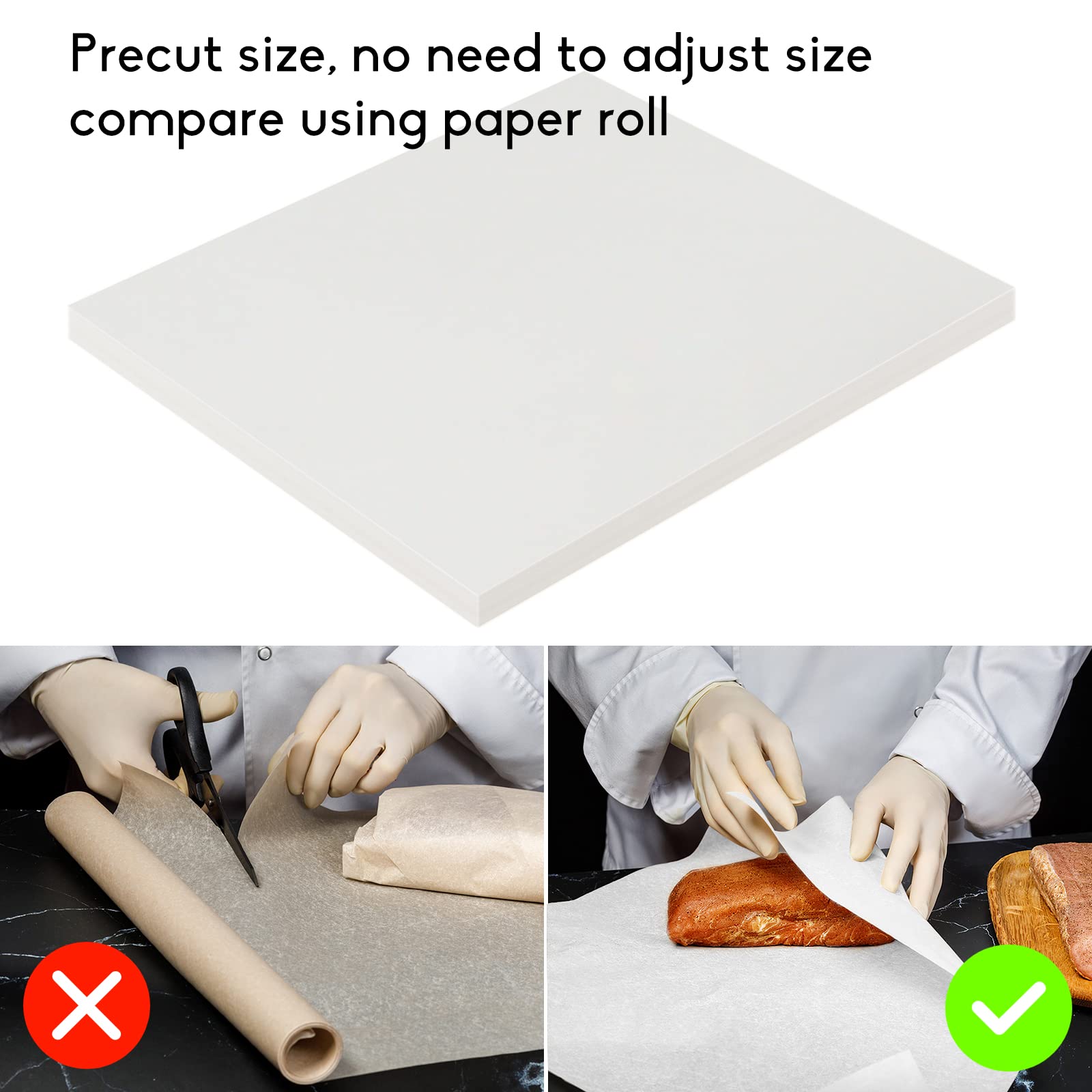 NEBURORA 60Pcs White Butcher Paper Sheets - 12x12 Inch No Wax Disposable Precut Square Wrapping Paper for Smoking Meats, BBQ, Sublimation Heat Press & Food Packaging | Perfect for Restaurants, Catering & Home Cooking