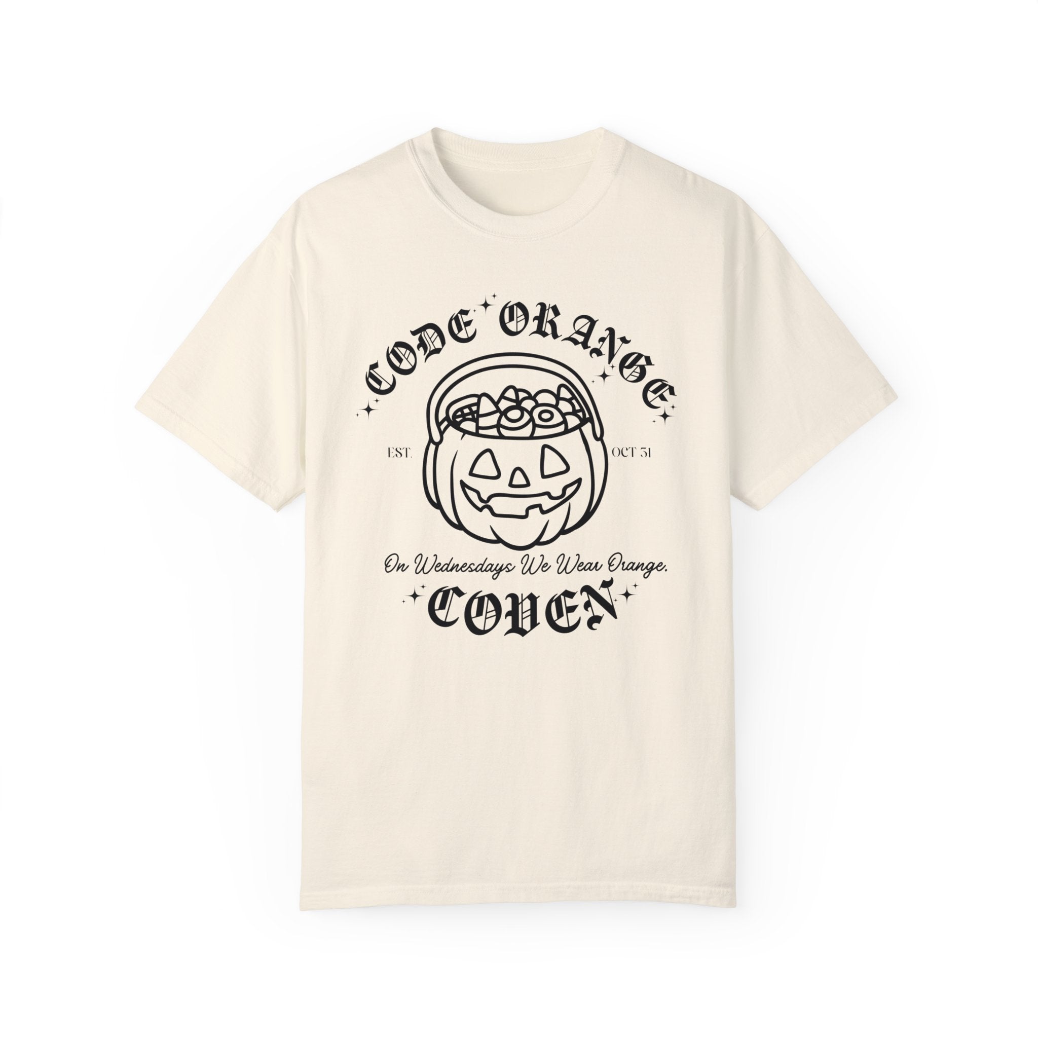 Code Orange Coven Shirt | Gothic Horror Graphic Tee | Vintage Halloween T-Shirt for Men & Women | Perfect for Cosplay, Concerts, and Spooky Events