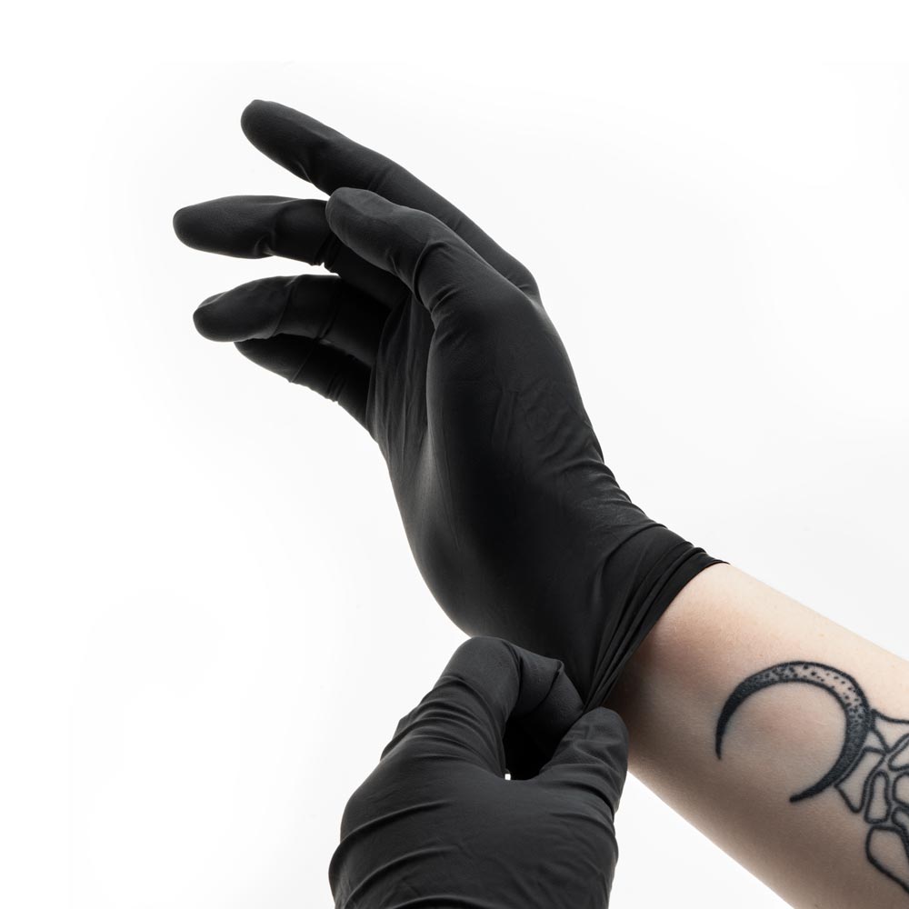Adenna Shadow Black Nitrile Exam Gloves - Disposable Medical Gloves for Healthcare, Food Handling & Tattoo - Latex-Free, Powder-Free, Textured Grip (100 Count) - Ideal for Doctors, Nurses, Tattoo Artists & Home Use