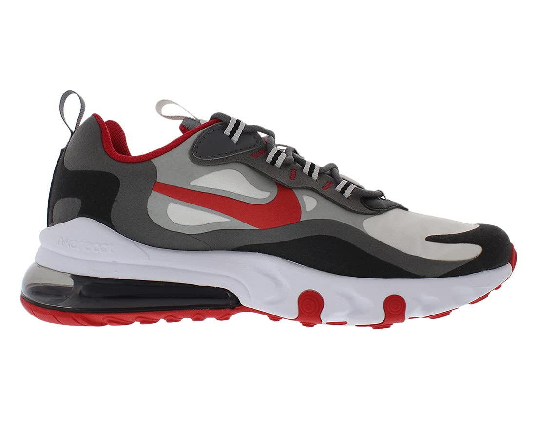 Nike Air Max 270 React GS Boys Running Shoes - White University Red Iron Grey - UK 3.5 (EU 36) - Lightweight Cushioned Sneakers for Kids Running, School & Daily Wear