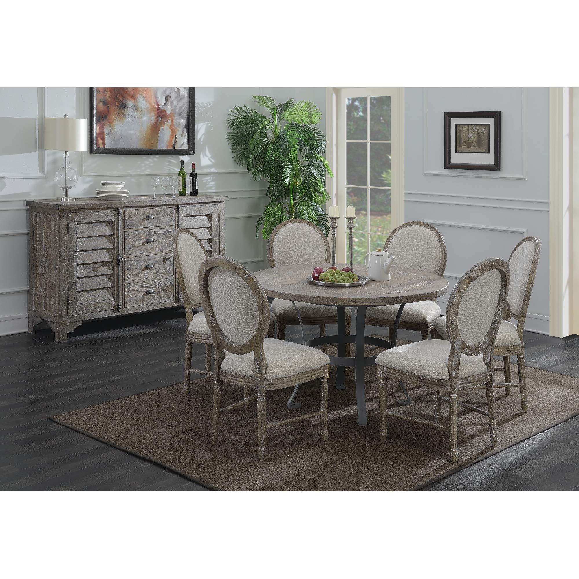 Wallace & Bay Haynes Buffet Cabinet with 6 Shelves & 3 Drawers - Limestone Gray Finish | Stylish Storage Solution for Dining Room, Living Room or Entryway Organization