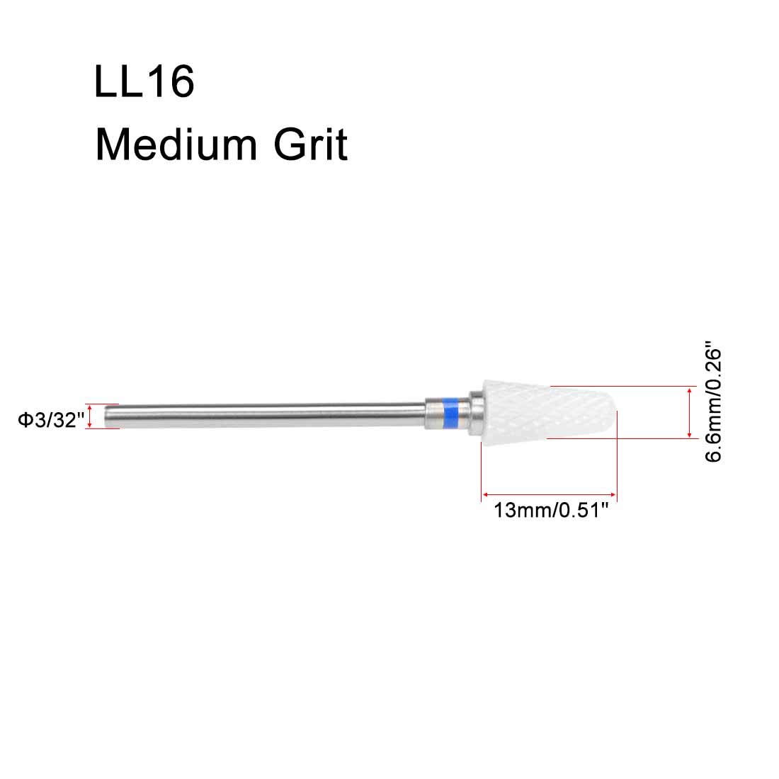 Professional Ceramic Nail Drill Bits 3/32 Inch (Medium Grit) - Manicure Pedicure Tools for Salon & Home Use - Durable Blue Nail File Bits for Acrylic, Gel & Natural Nails