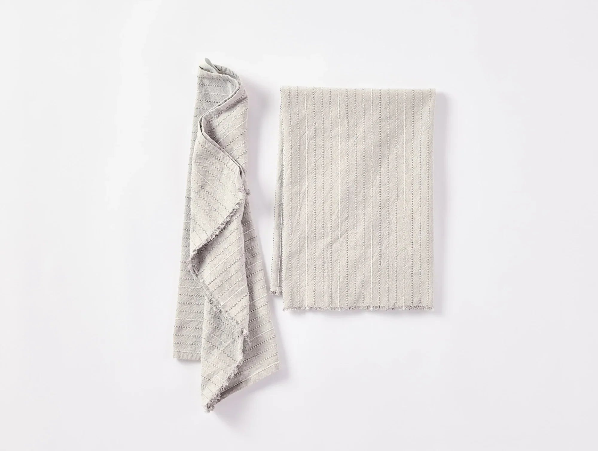 Organic Cotton Fringe Stripe Hand Towels, Set of 2 - Soft & Absorbent Bath & Kitchen Towels for Spa, Gym, or Guest Bathroom