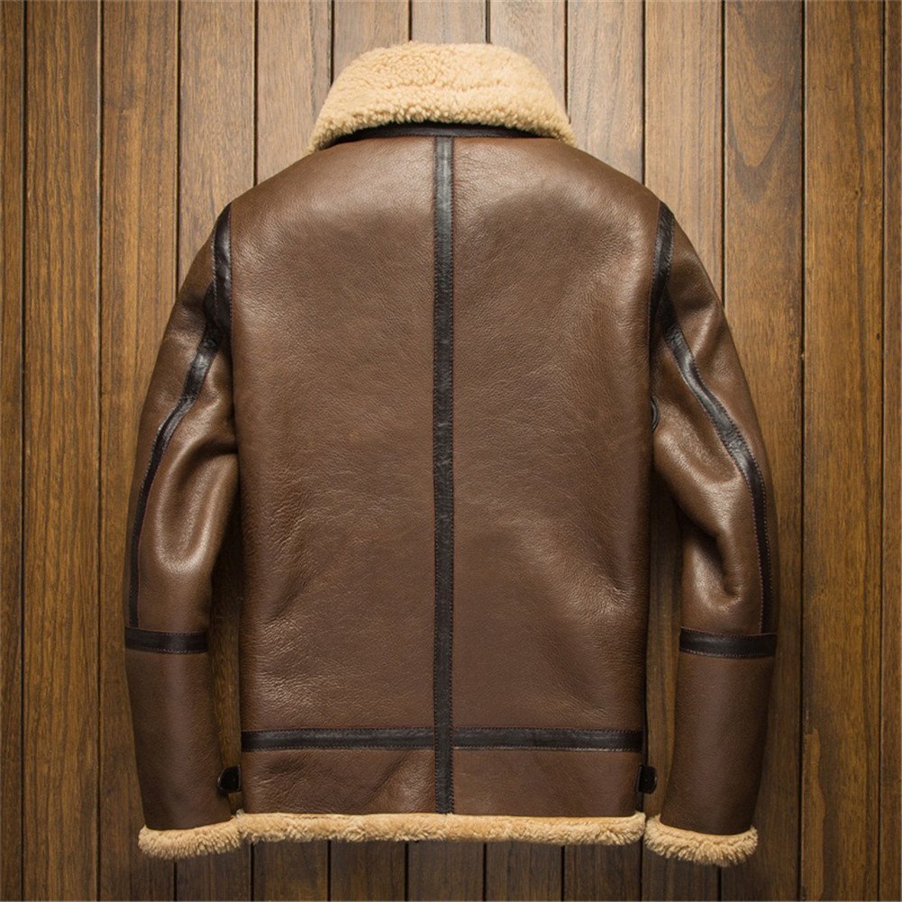 Men's Light Brown Shearling Aviator Jacket - Winter Warm Coat for Outdoor