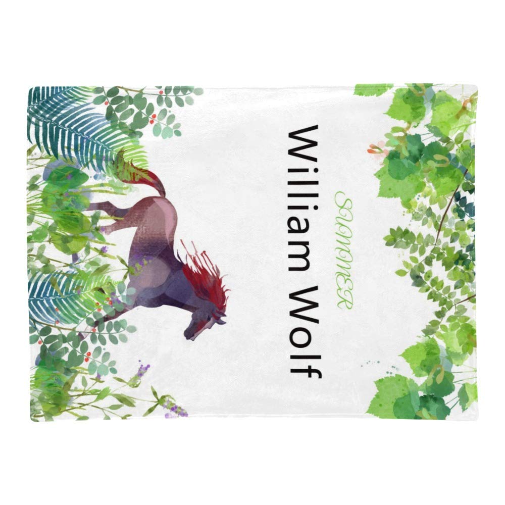 Personalized Woodland Horse Baby Blanket - Custom Name Blanket for Boys & Girls (30