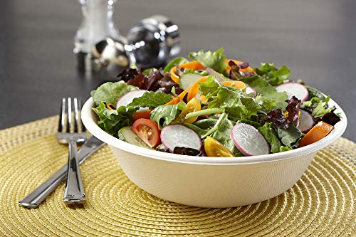 32 oz Compostable & Recyclable Round Pulp Bowls - 300 Pack | Microwave & Reheat Safe | Durable Disposable Bowls for Parties, Picnics, Catering & Takeout