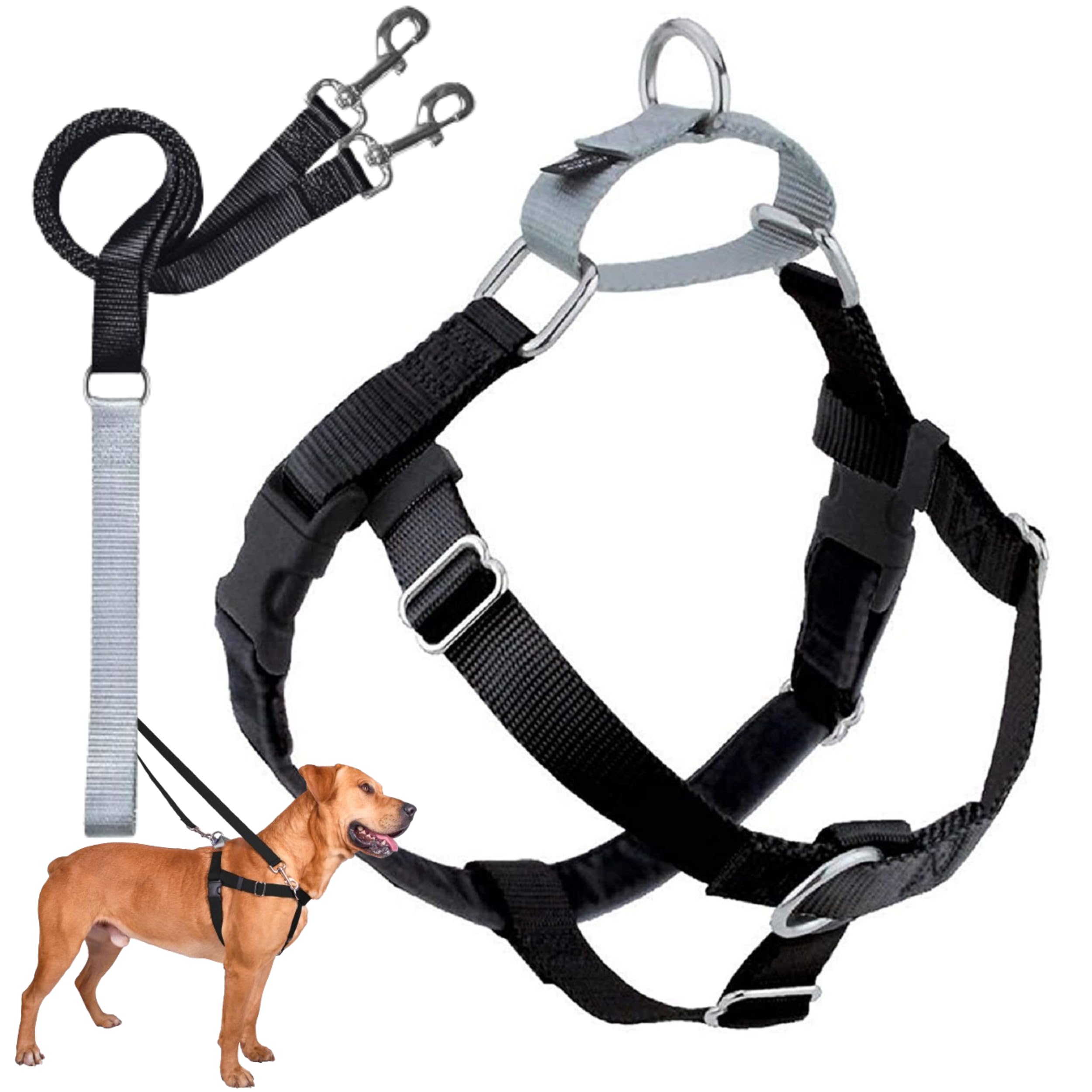 2 Hounds Design Freedom No Pull Dog Harness - Adjustable Pet Harness and Leash Set for Easy Walking & Comfortable Control - Fits Small, Medium & Large Dogs - Solid Colors - Made in USA - 5/8