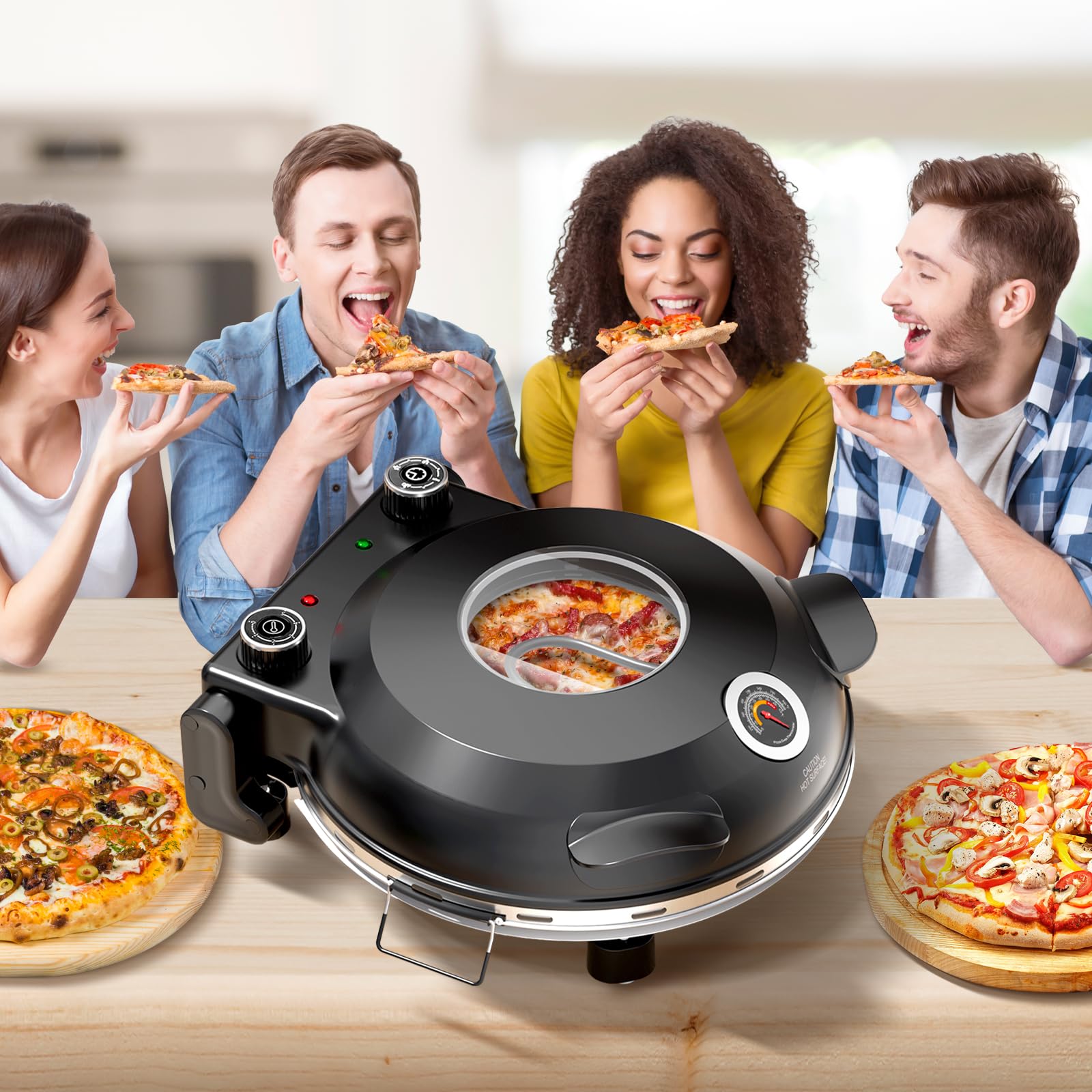 **Upgrade 12 Inch Electric Pizza Oven – 1200W Portable Countertop Pizza Maker with Viewing Window & Timer – Heats to 800°F – Perfect for Home, Parties, and Outdoor Cooking – Bake Restaurant-Quality Pizza Easily**